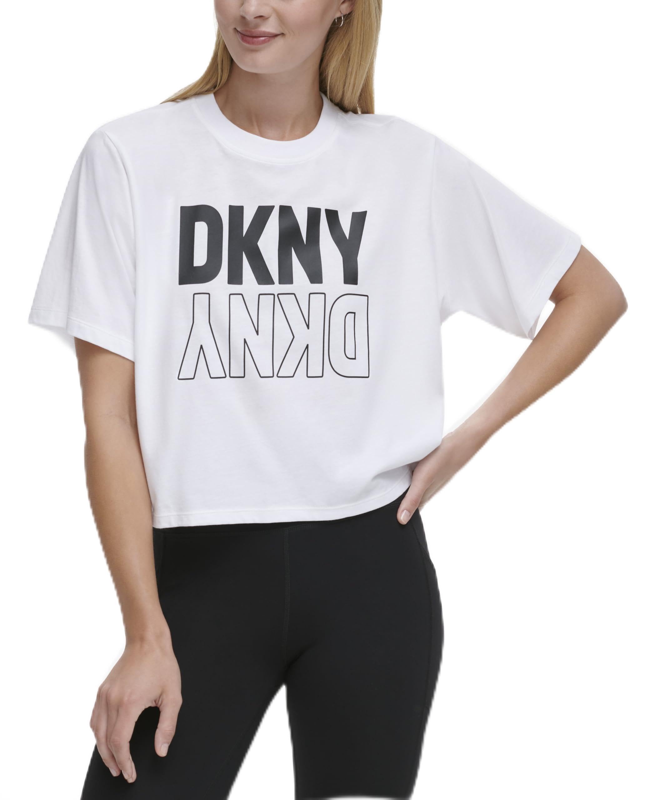 DKNY Women's Reflect Logo Boxy Crop T-Shirt