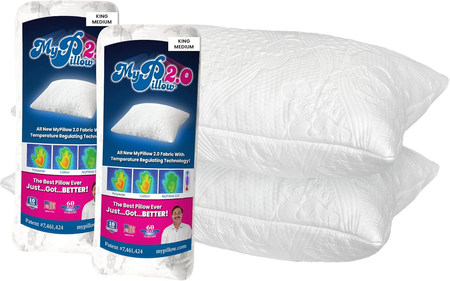 MyPillow 2.0 Cooling Bed Pillow, 2Pack King Medium Home