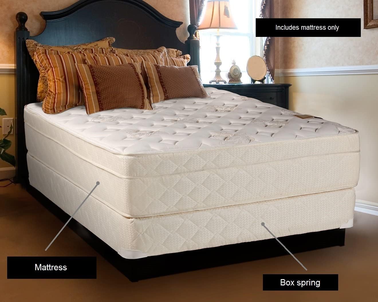 DS Solutions USA Beverly Hills Twin Firm Foam Eurotop Mattress and Box Spring Set - Pillowtop Quilted Fabric, Back Support, Longlasting