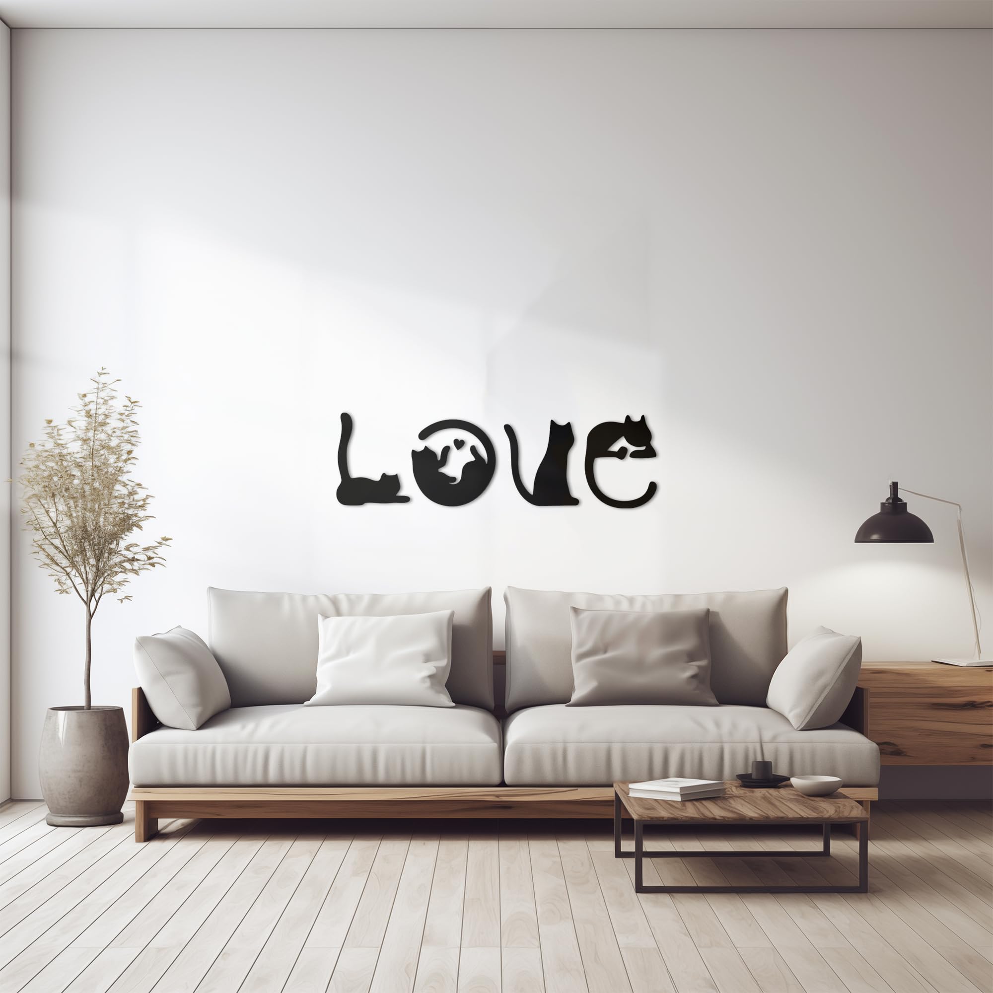 4 piezas de decoración de pared de gato negro, arte de pared con temática de amor para sala de estar, dormitorio, cocina, decoración de pared de madera para amantes de los gatos 6