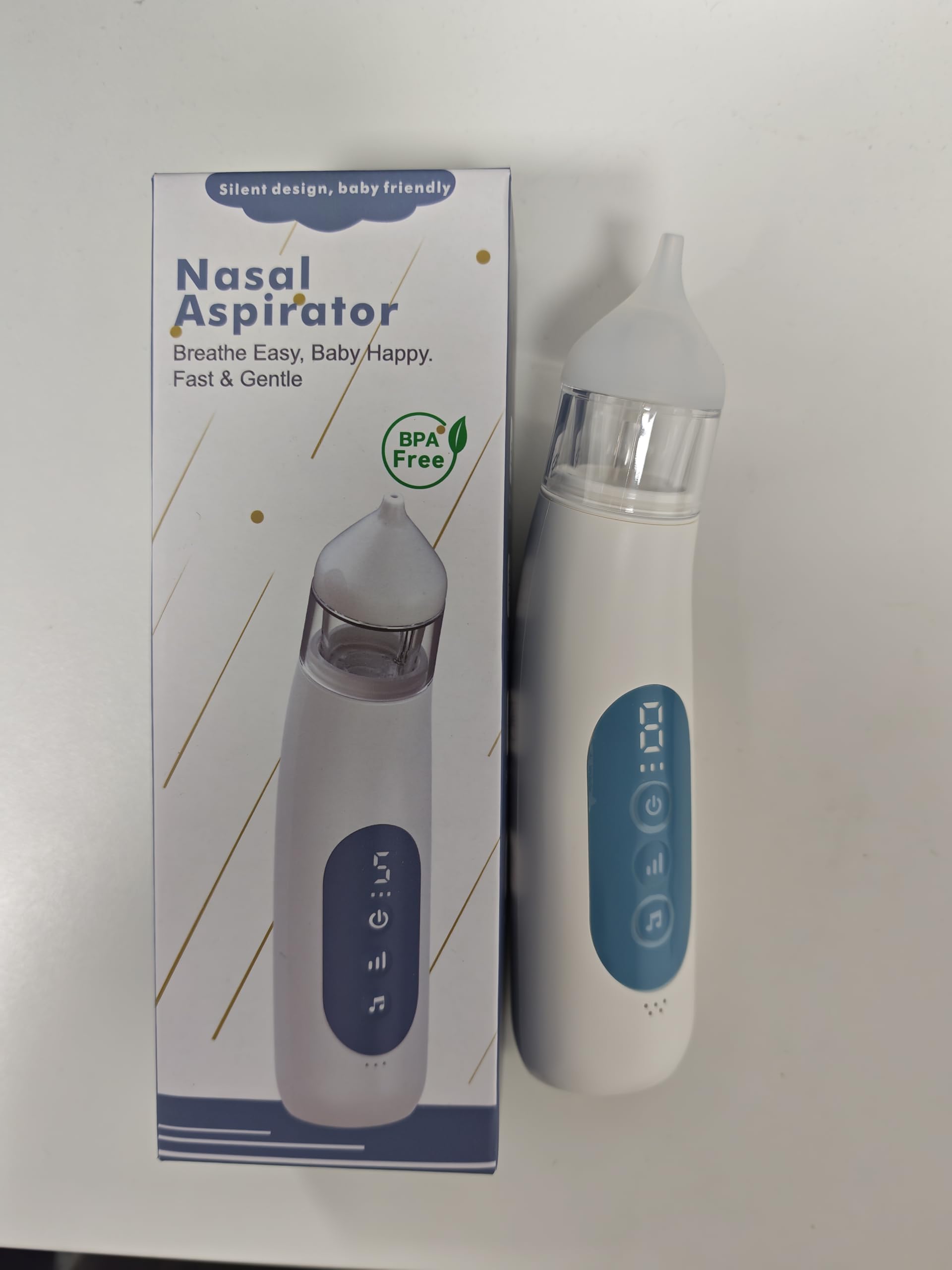 Aspiratore nasale elettrico per bambini, ricaricabile, con 5 livelli di aspirazione, musica e luce, in silicone, sicuro per rimuovere il moccio e il muco per neonati, neonati e bambini piccoli (blu)