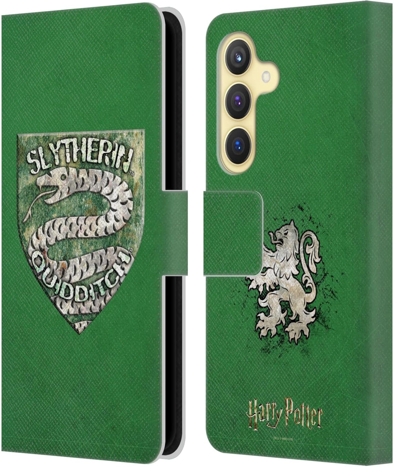 Head Case Designs Officially Licensed Harry Potter Slytherin Quidditch Badge Prisoner of Azkaban V Leather Wallet Case Compatible with Samsung Galaxy S24 5G