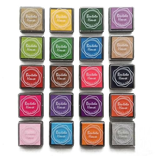 Akak Store Craft - Sellos de tinta para manualidades, 20 unidades, colores surtidos, almohadilla de tinta de dedo arco iris, sello de impresión de