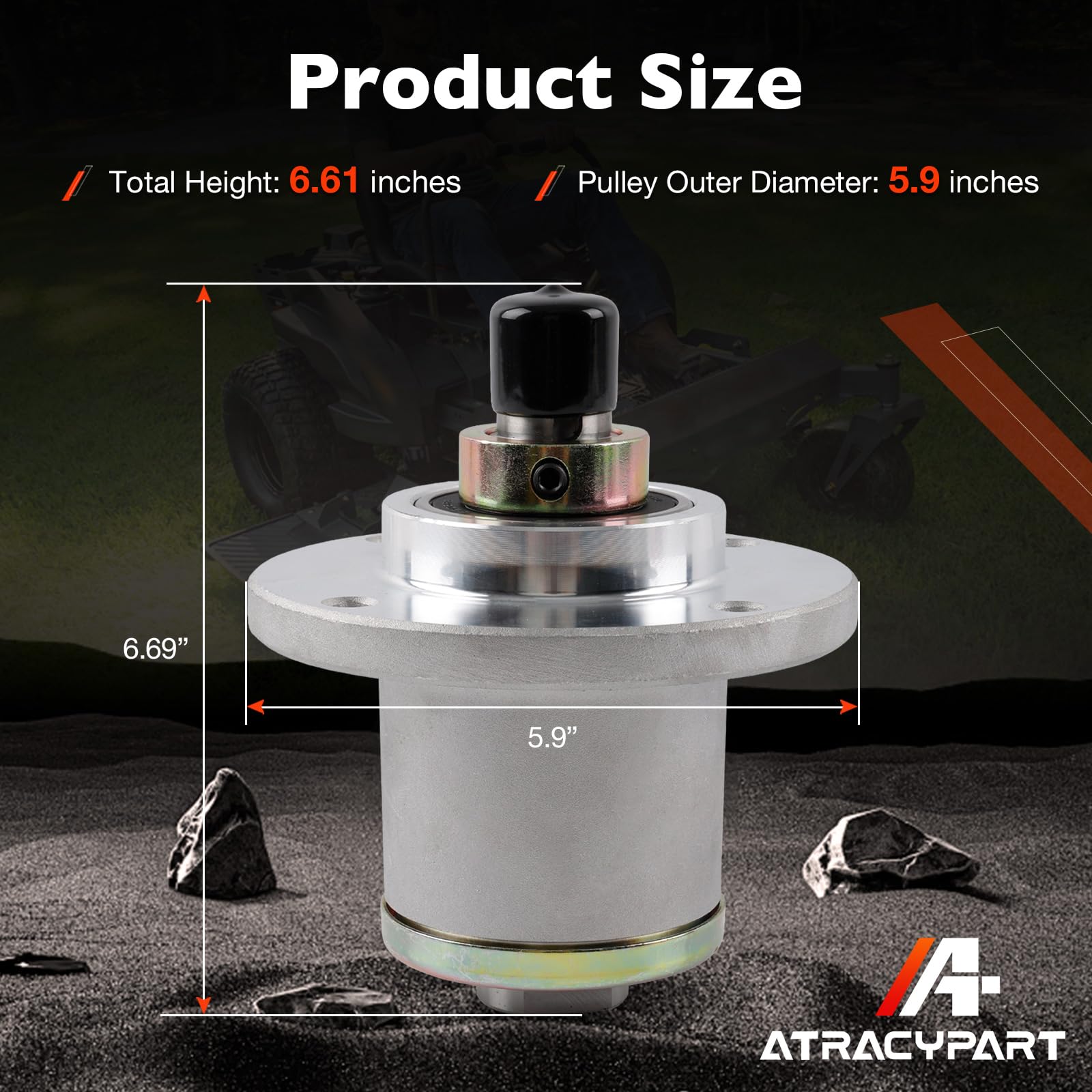 ATRACYPART 437-0006-00 - Conjunto de husillo de cubierta para cortacésped compatible con cortacésped Spartan RZ, RZ Pro, RZ HD, RZ Tuff Torq 2017-2022 - Sustituye a 437000600 437 0006 00