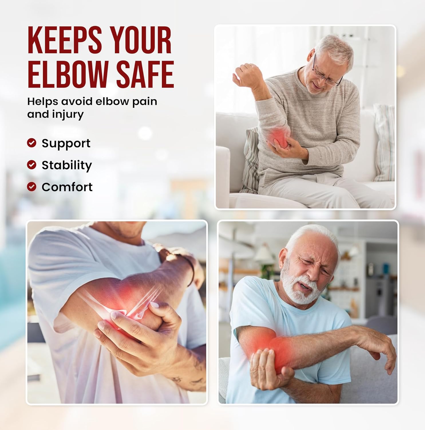 Elbow brace for tendonitis -All-Day Pain Relief & Anti-Slip Support - tennis elbow brace for men - Elbow Compression Sleeve for men , Golfers Elbow, Arthritis, Bursitis & Joint Pain Relief – Support for Weightlifting, Workout, & Daily Activities (Men & Women)
