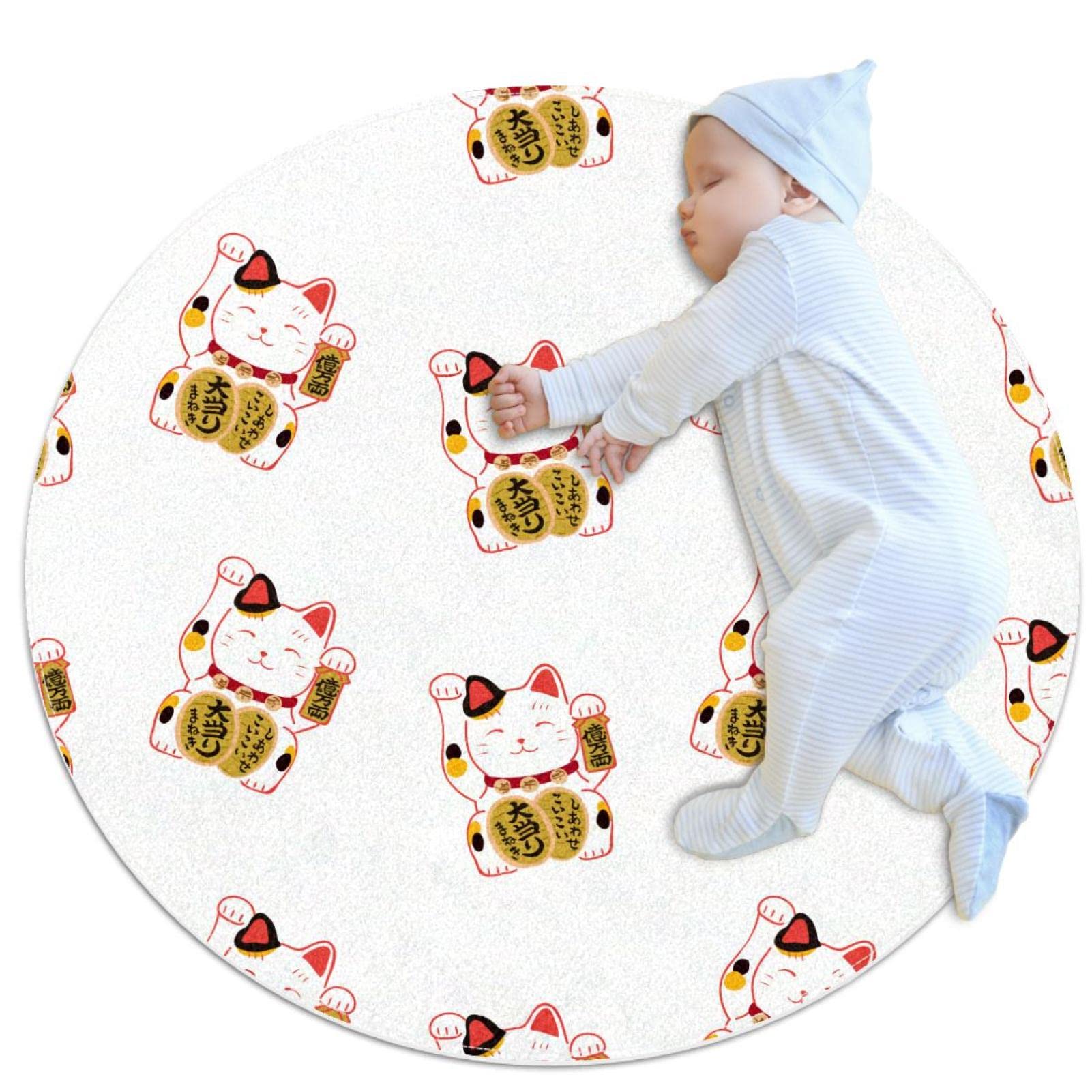 Tapis de jeu pour enfants JDEZ : la douceur d'un tapis rond chat mignon pour de tendres moments