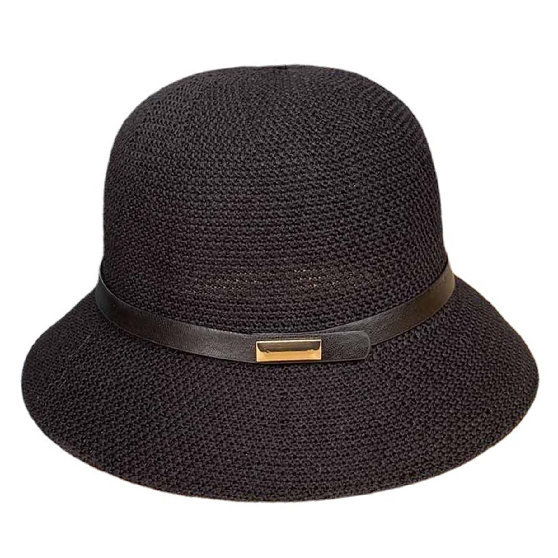 Sombreros Cloche de Verano Sombrero Cloche de Paja para Mujer Sombrero de Bombín de Verano de ala Corta con cinturón para Mujer, Uso en Interiores