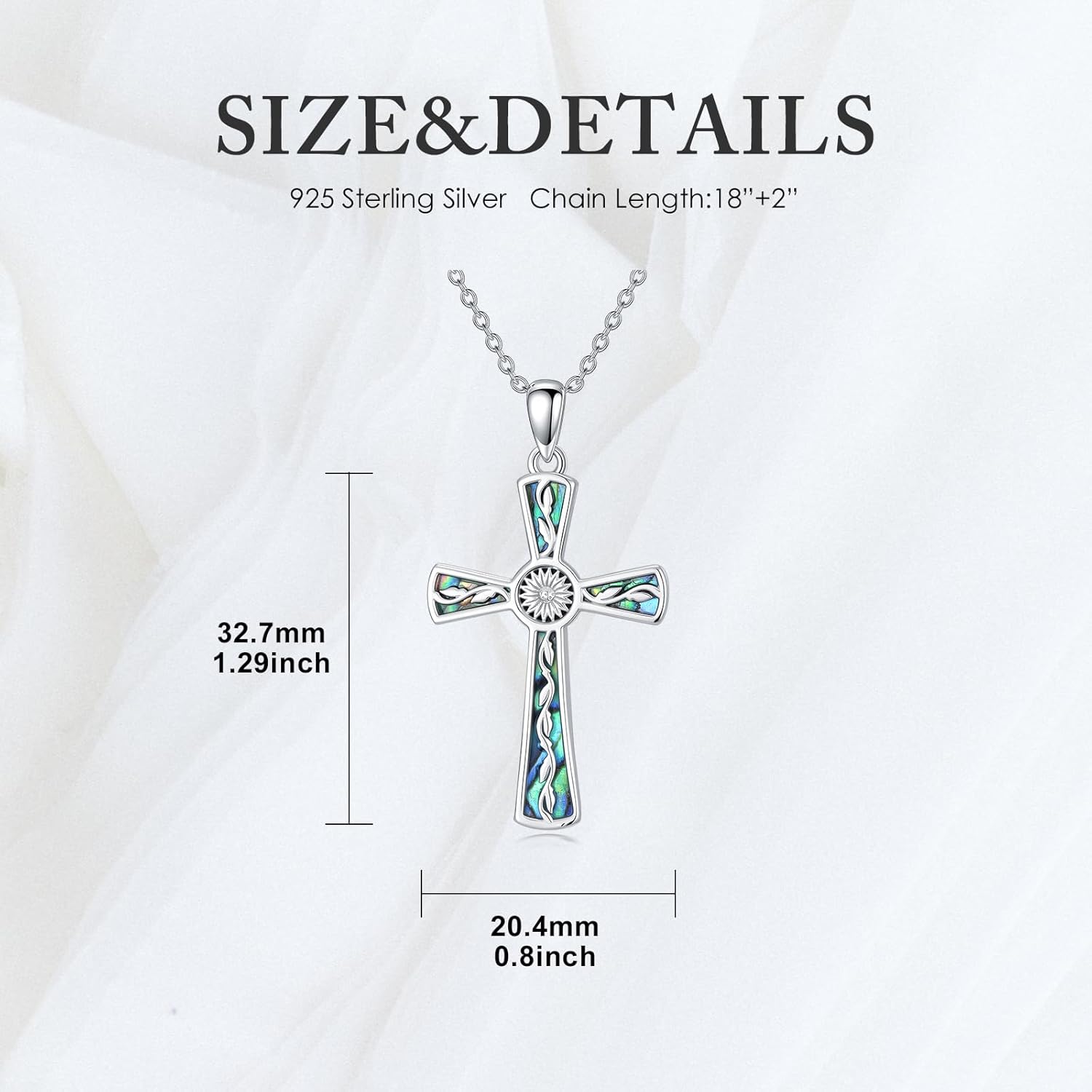 Cross Mountains Necklace 925 Sterling Silver Turquoise/Lapis Lazuli/Abalone/Moonstone Gravel Sunset Pendant Nature Jewelry Faith Christian Gift for Men Women - Image 6