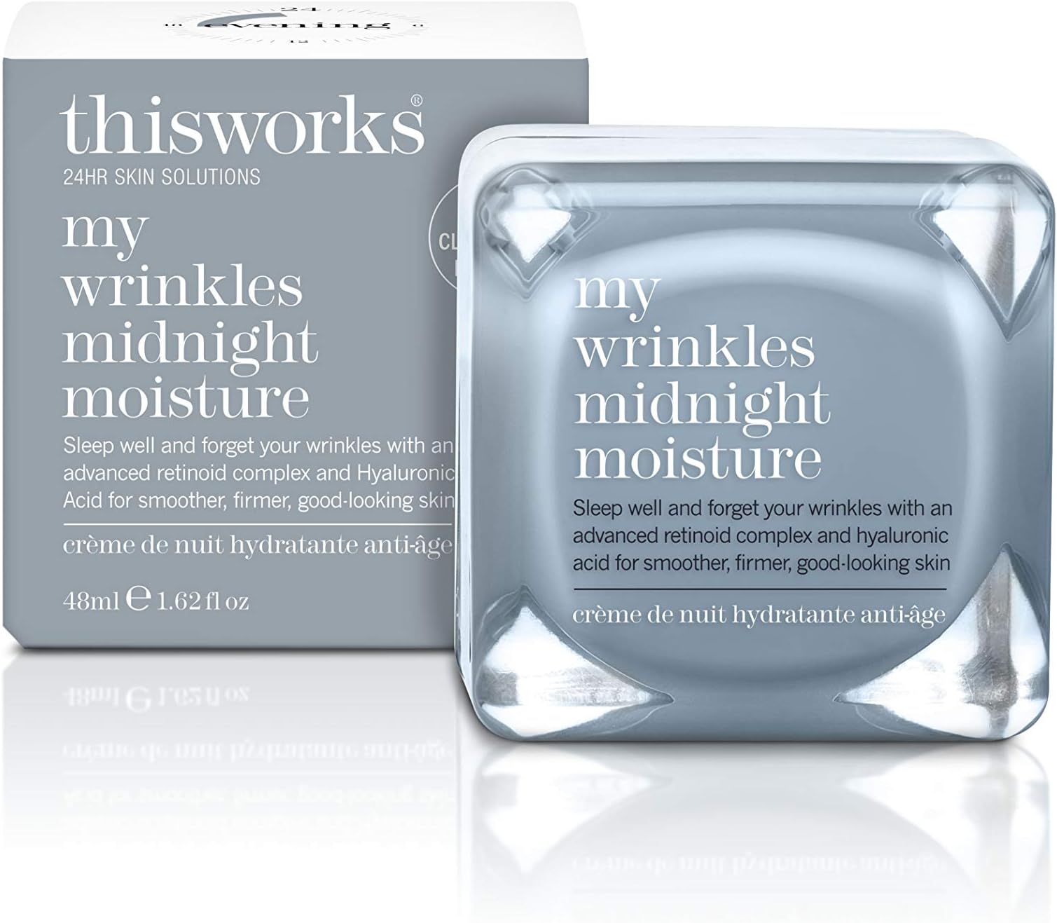 This WorksMy Wrinkles Midnight Moisture, 48 ml - Anti Aging Night Cream with Hyaluronic Acid and Retinoid Complex - Nourishing Overnight Face Moisturiser for Women to Smooth and Firm Skin