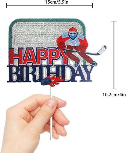 Miniatura 2 de Decoración para tartas de hockey sobre hielo, decoración de tartas, temática deportiva, suministros de fiesta de cumpleaños para niños, niños,