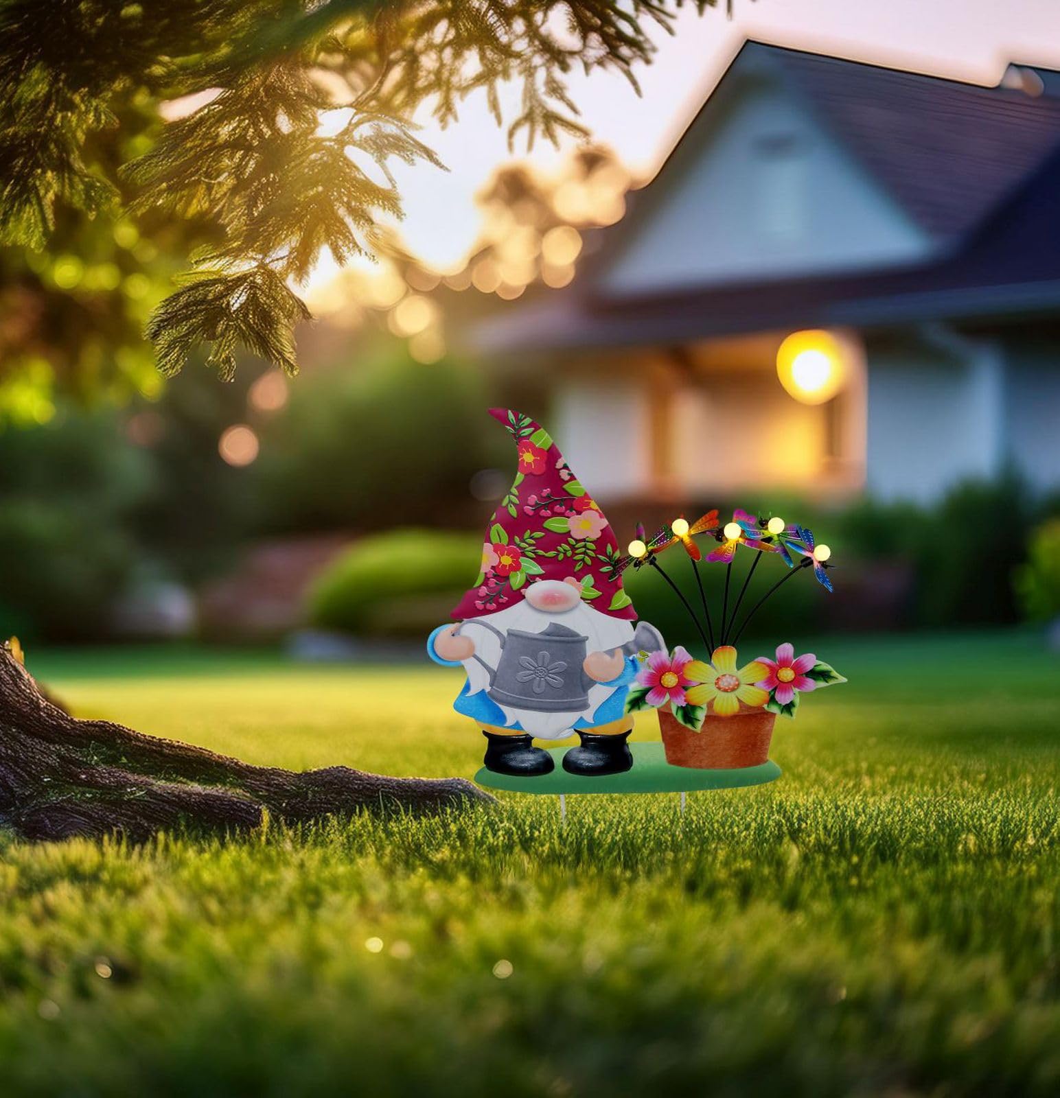 Solar Gartenzwerg lustig 2er Set - Gartenfigur mit Licht wetterfest - Solarbeleuchtung Zwerg mit Erdspieß - Solarlampen für Terrasse und Balkon - Gartenleuchte Zwerg - Gartendeko Zwerg