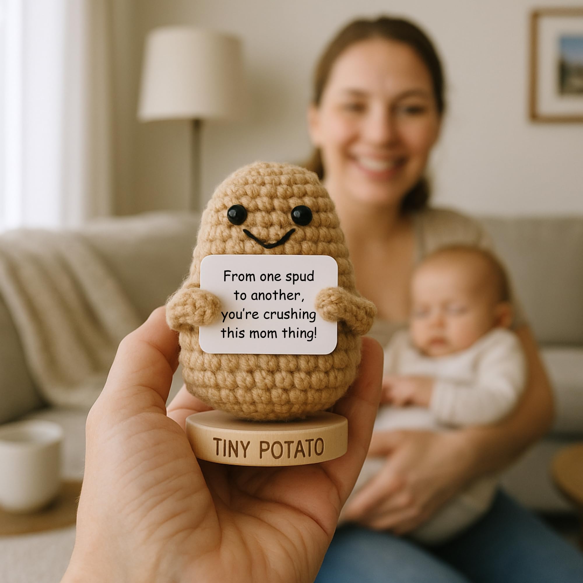 New Mom Gifts for Women - Tiny Potato with 30 Cute Signs | New Mommy Funny Gift for Baby Showers, Christmas, Stocking Stuffers, Birthday | Postpartum Care Package Idea for 1st Time Mother After Birth