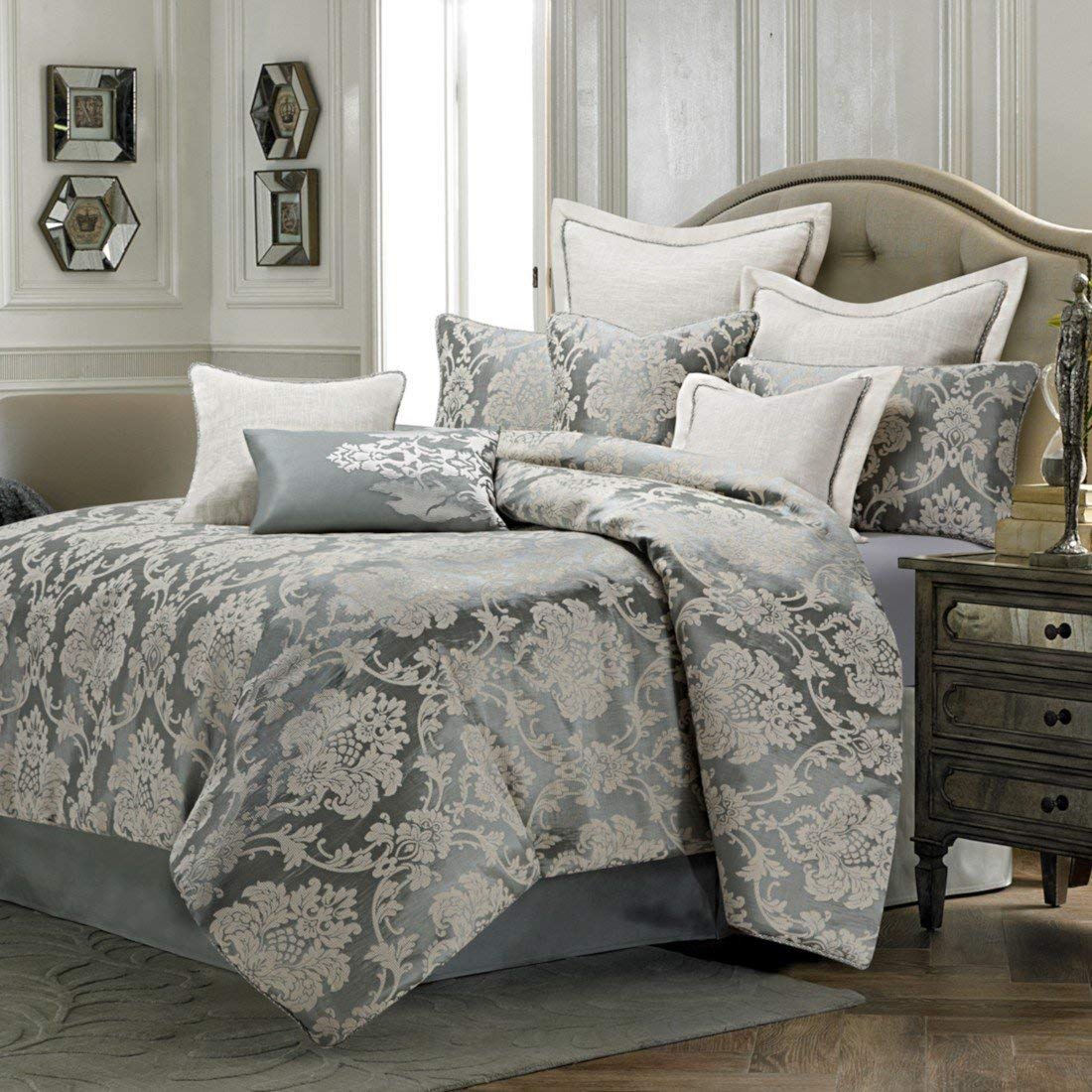 Aico Amini Cambria 10 pc King Comforter Set in Mineral