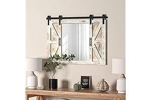 COGOOD Rustic Farmhouse Barn Door Mirror