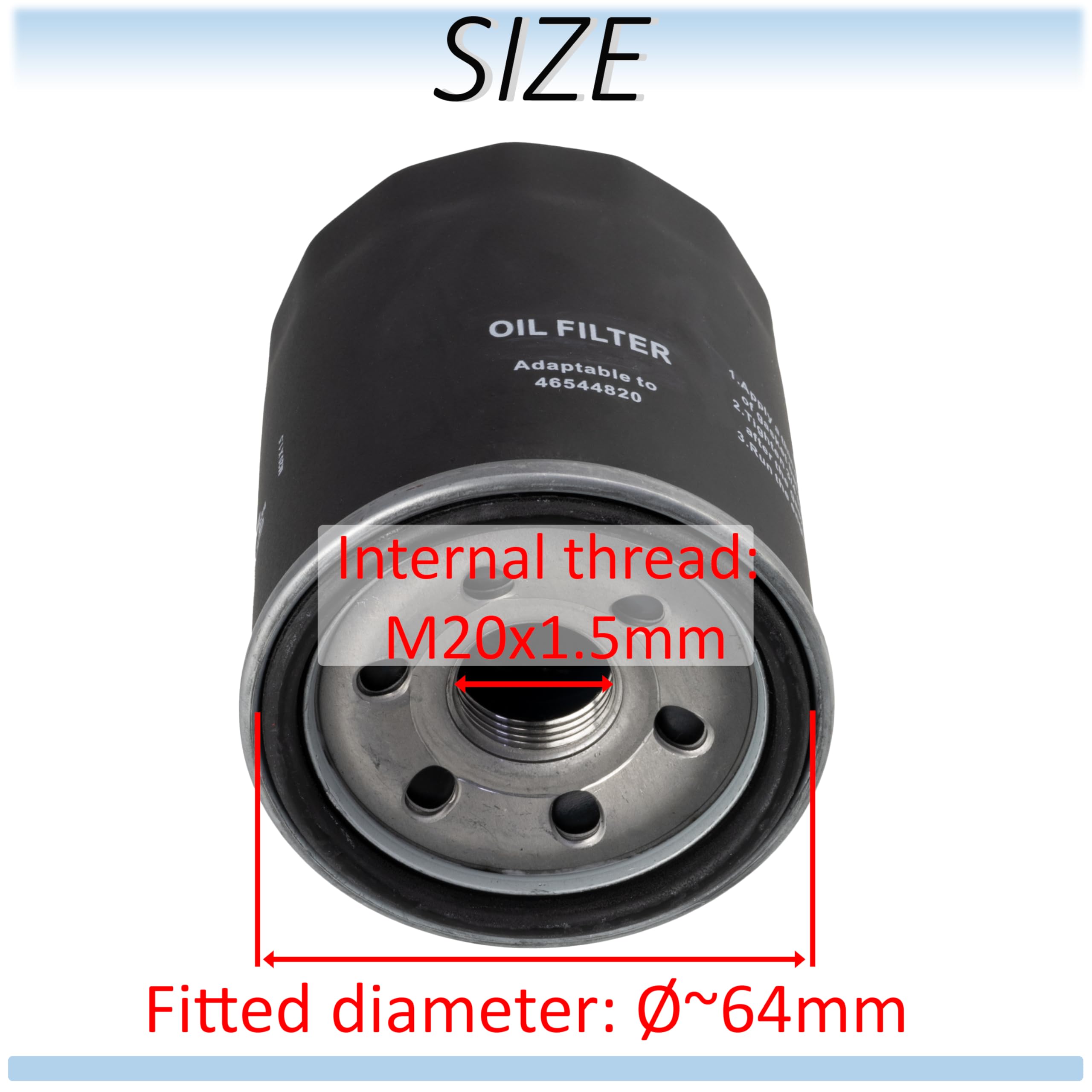 AERZETIX - C72408 - Filtro olio M20x1.5 - compatibile con numeri OE 46544820, 71772816, 46751179, 55256470, 71736161, 71765640, 71765641, 71765642