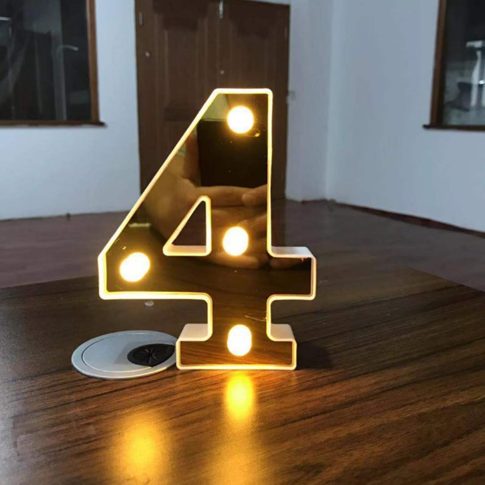 LED Number 4 Lights 16cm Marquee Decoration Light Up 0-9 Numbers Night Light Letters Lights Sign for Party Wedding Anniversary Decor Battery Operated — image 1