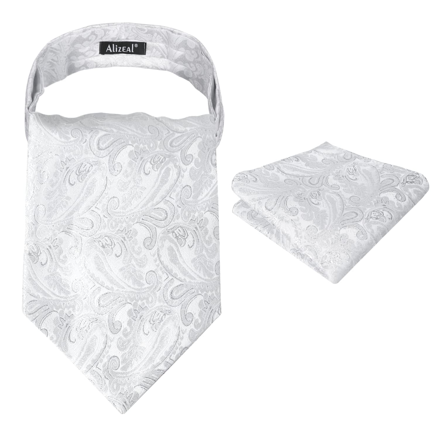 Alizeal Mens Self-tied Cravat Tie Ascot and Pocket Square Set