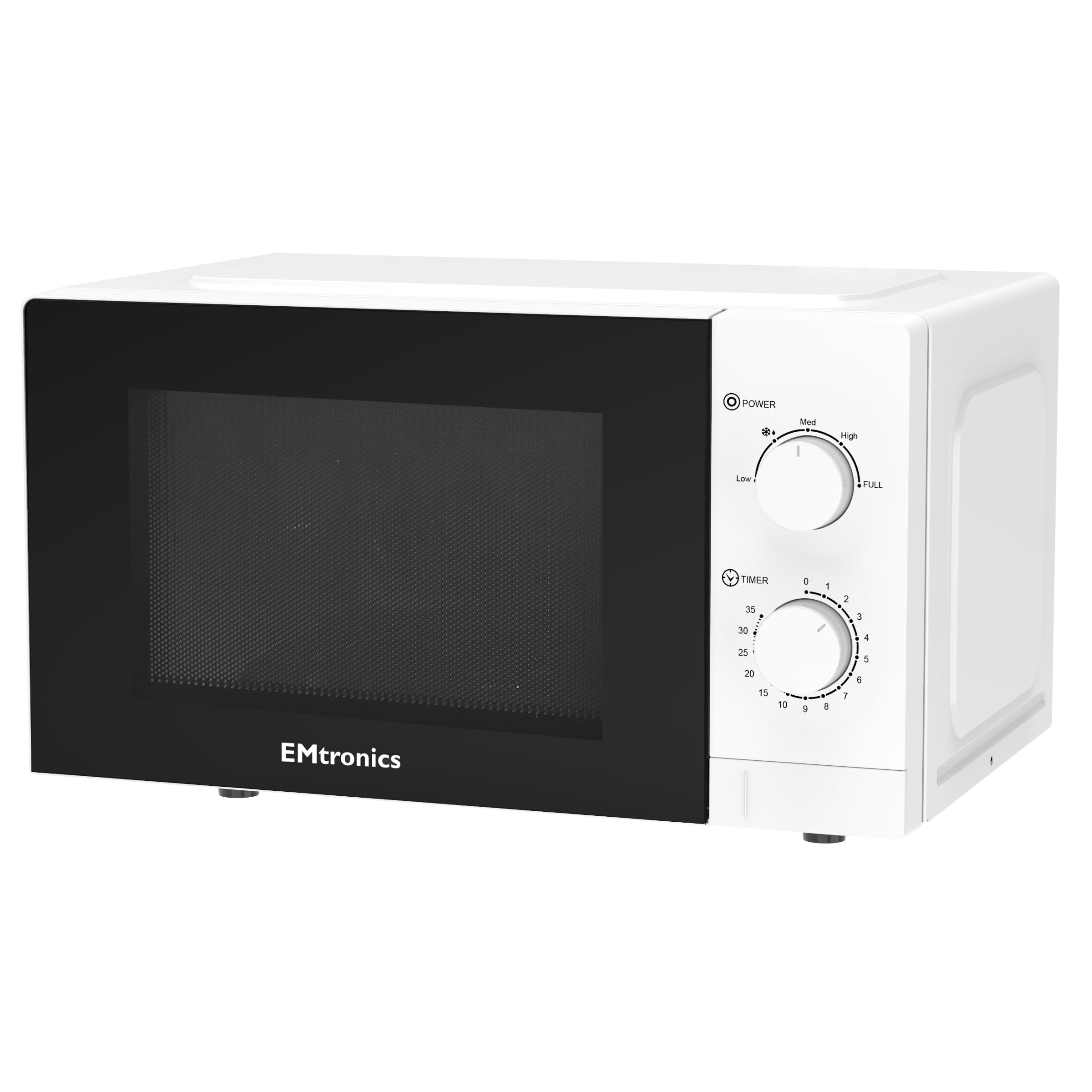 EMtronics 700W 20 Litre Microwave with Manual Control Dials - White