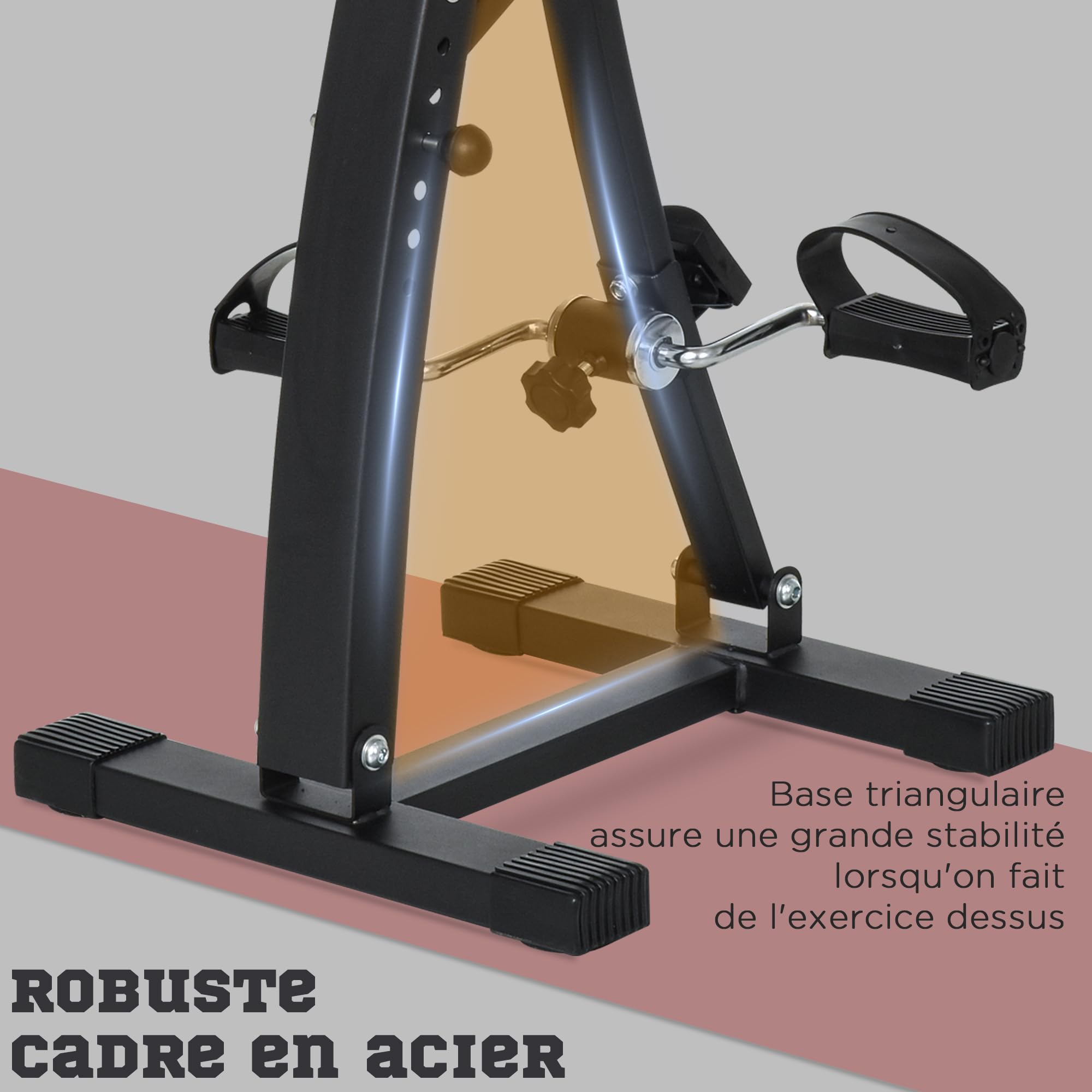 HOMCOM Vélo d'Appartement Pédalier Rééducation 40L x 42,5l x 100H cm Noir