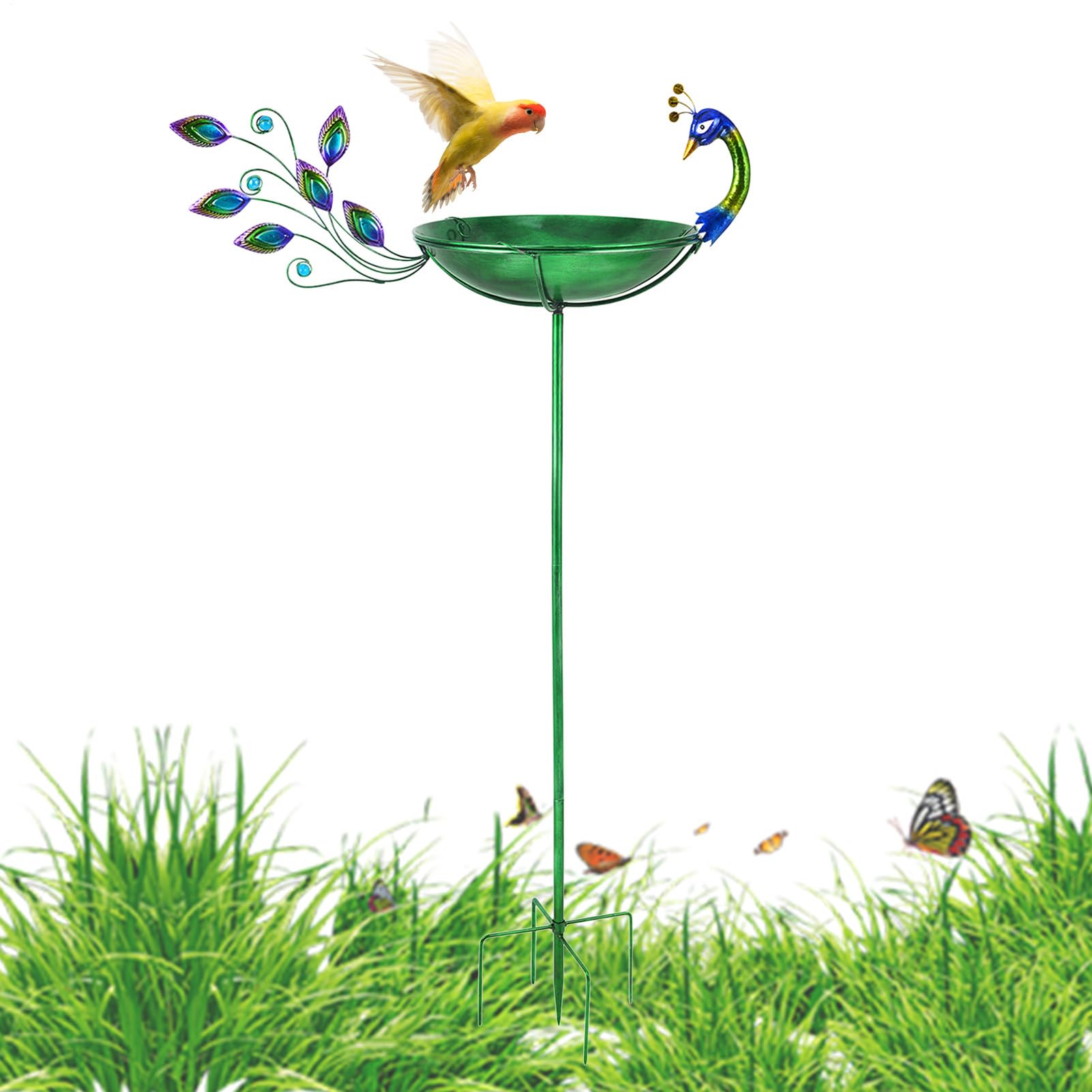 Bebedero para Pájaros para Exterior Fabricados En Metal con Diseño De | Fuente Para Aves De Exterior Para Césped Jardín Patio Balcón Terraza Decoración De