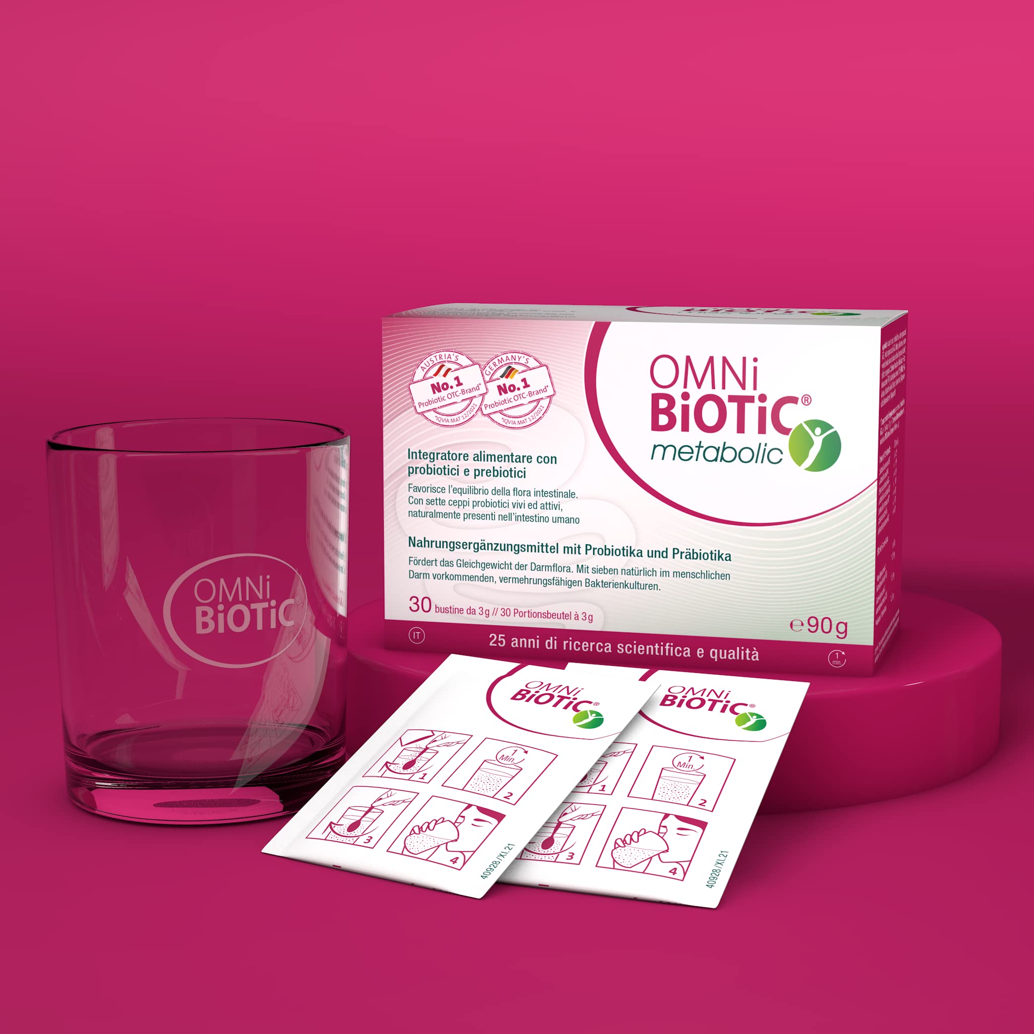 OMNi BiOTiC métabolique | 30 sachets de 3 g | Complément alimentaire avec probiotiques et prébiotiques | Pour un intestin "en forme"| Poudre | Avec 7 souches Probiotiques vivants et actifs | VEGAN |