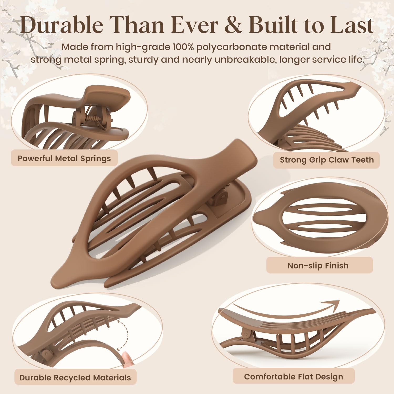 6 PCS Large Flat Hair Clips for Women, French Lay Flat Claw Clips image 4