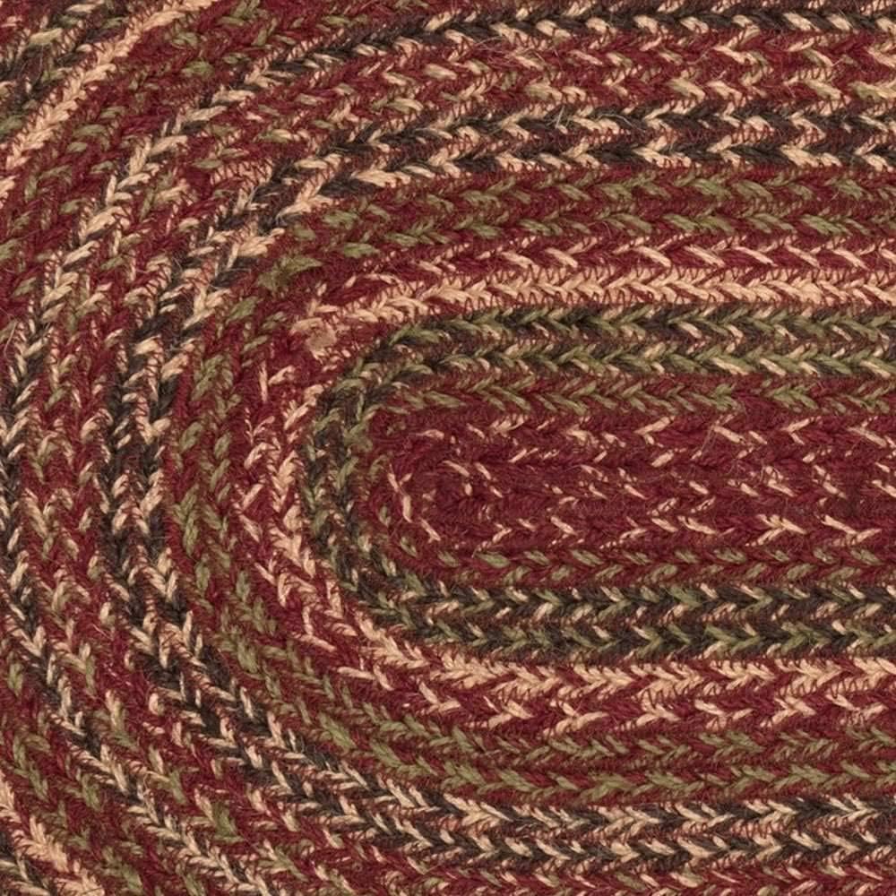 VHC Brands Cider Mill Primitive Jute Red Striped Rug Half Circle Decor 16.5"x33"