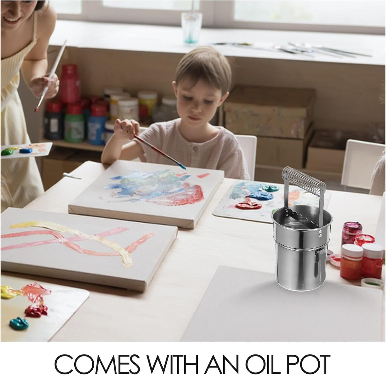 Stainless Steel Brush Washing Bucket with Oil Pot for Painting