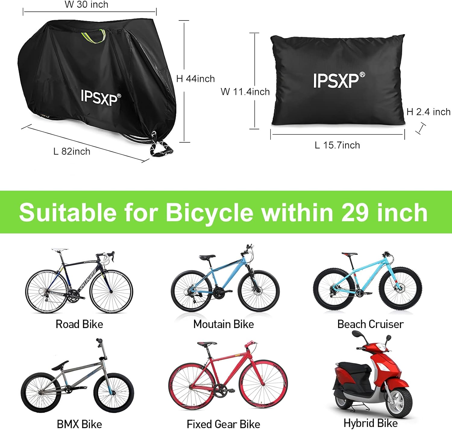 IPSXP Bike Cover for Outdoor Storage, Waterproof Outdoor Bicycle Cover