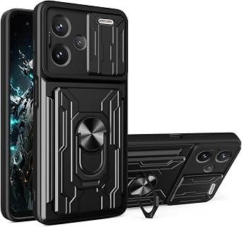 CCSmall for Xiaomi Redmi Note 13 Pro+ Case w/Card Holder Camera Cover Black