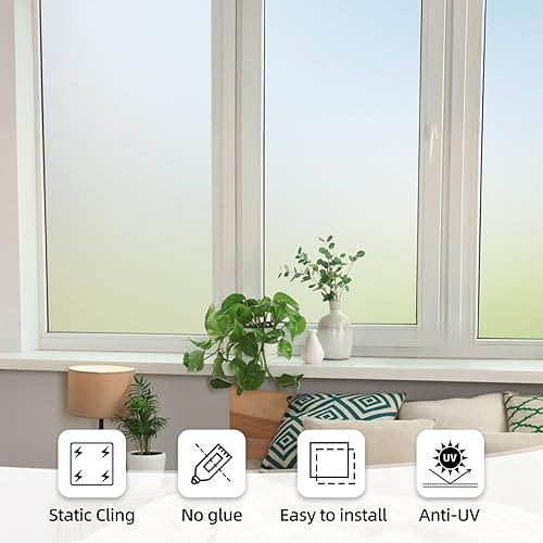 Miniatura 4 de Qualsen Película de privacidad para ventana, película de vidrio esmerilado, película de privacidad estática para ventanas de vidrio, película de