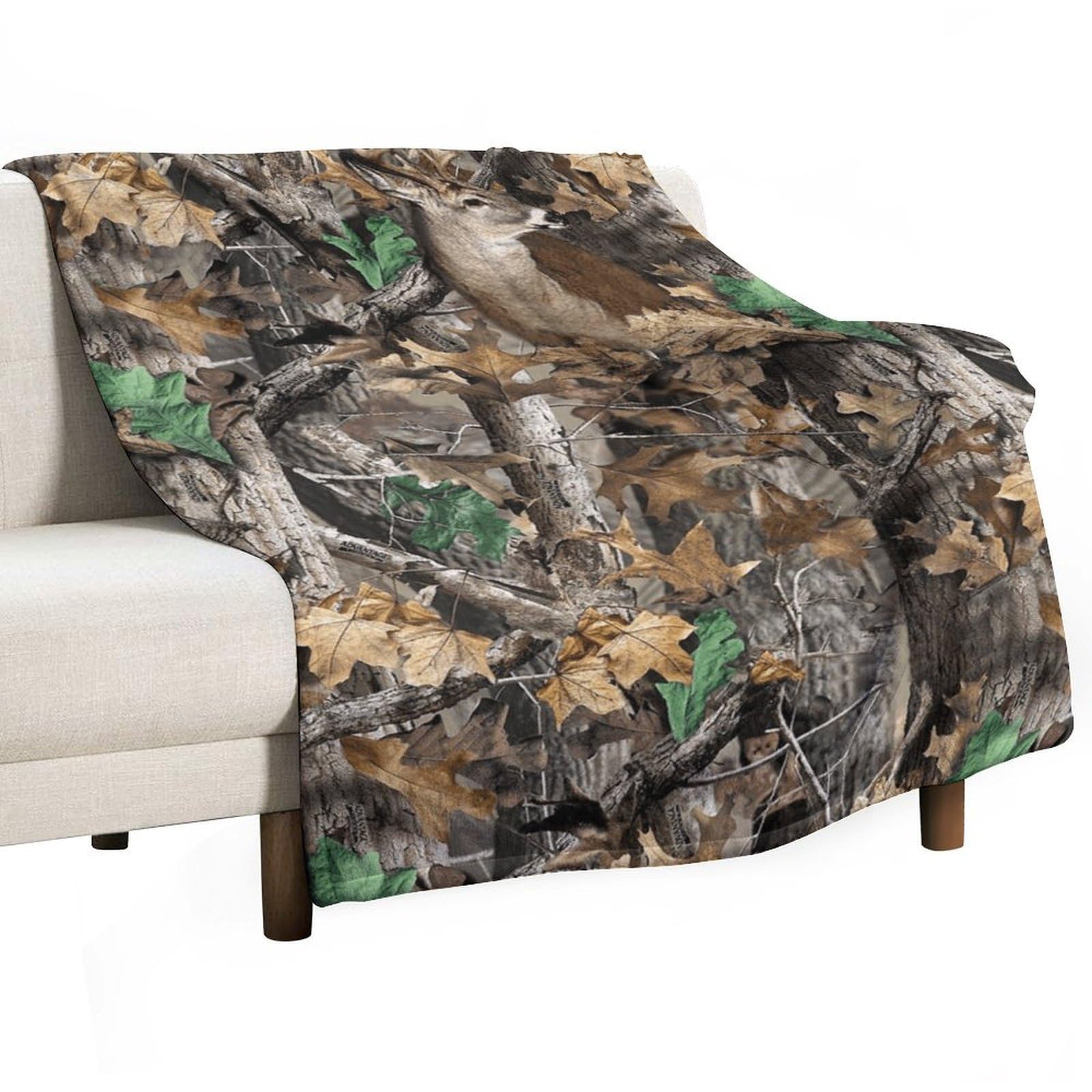 Cgsbngha Style Camouflage Deer Hunting Flannel Fleece Blanket Lightweight Soft Throw Blankets For Sofa Couch Bed Chair