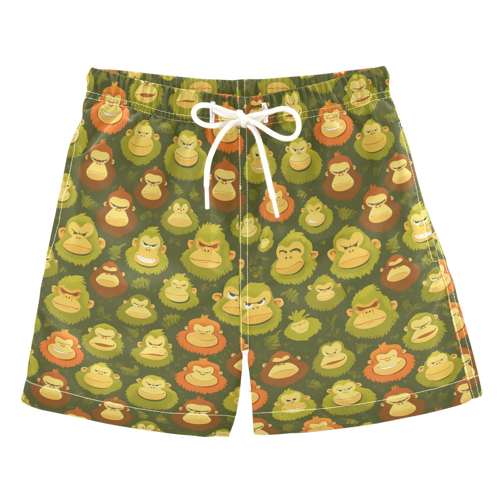 Zathe Cute Cartoon Orangutans Dark Green Toddler Swim Shorts Swimming Party Boys Toddler Beach Volleyball Shorts Kids Swimwears Son's Presents 3T