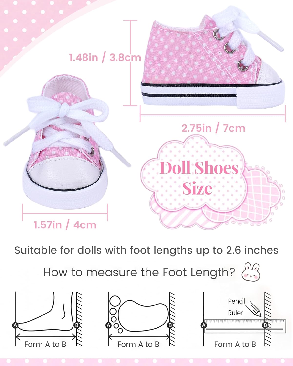 BABESIDE 6 Pairs of Baby Doll Shoes for 18 Inch Dolls, Various Styles & Patterns Dolls Shoes Sets for 18 Inch Baby Doll Accessories
