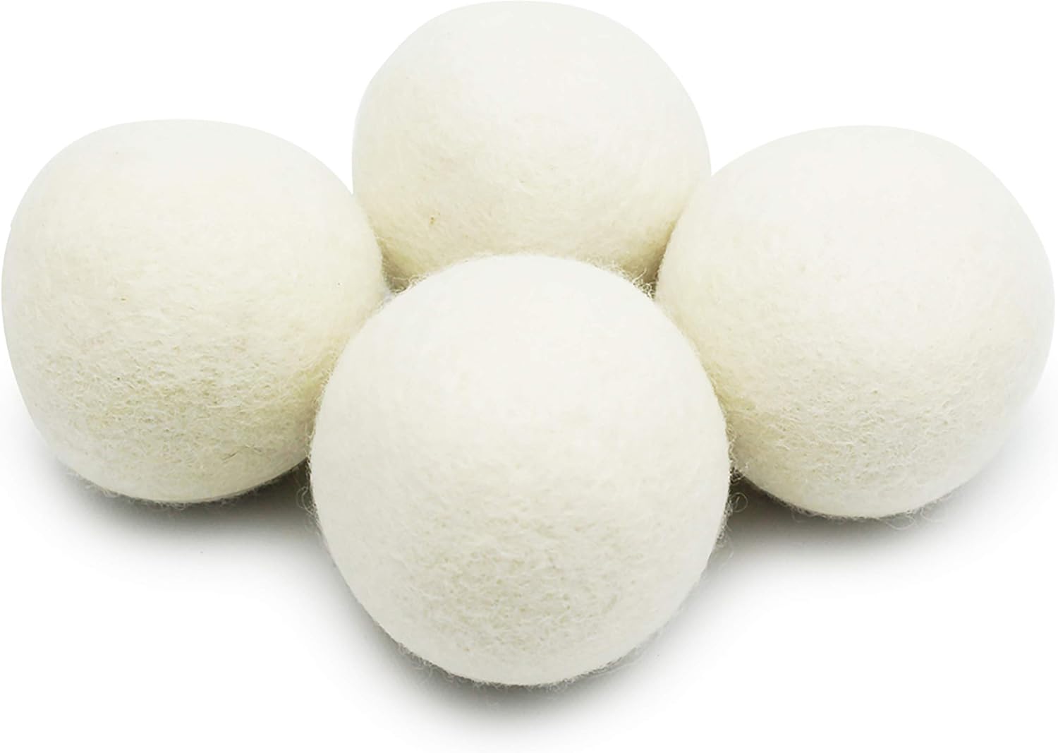 (WB0004-4 Pack) Wool Dryer Balls – New and Improved XL Eco-Friendly Natural Unscented Fabric Softener Static Guard – 100% Natural New Zealand Premium Wool from Surface to core
