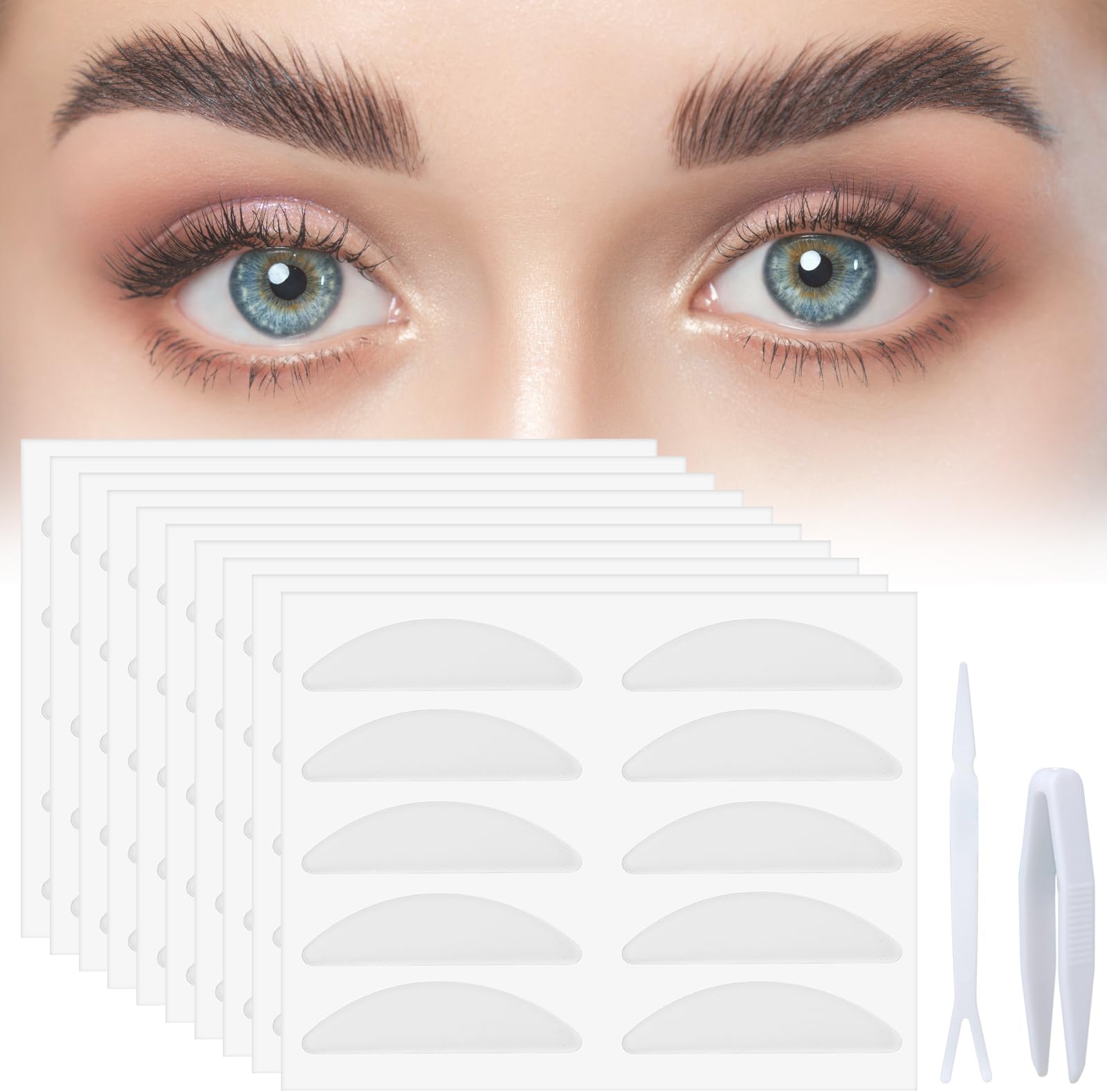 100 Pcs Eyelid Tape, Glue-Free Invisible Eyelid Lifter Strips, Natural Double Eyelid Tapes, Suitable for Uneven or Monolids, Eye Lid Tape for Hooded Droopy Eyes, Invisible Double Eyelid Sticker(7 MM)
