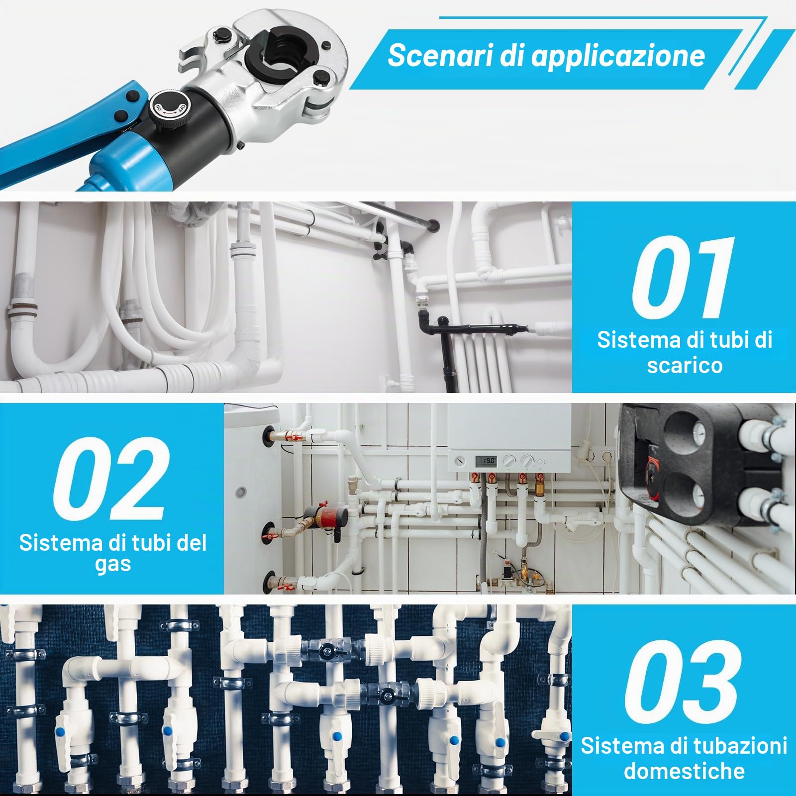 TLGREEN Pinza Crimpare TH per Tubo plastica e alluminio,16-20-26-32mm,360° Testa Rotante,8T,Crimpatrice Multistrato,Pinza per Serra Multistrato,Pinza a Pressione Idraulica