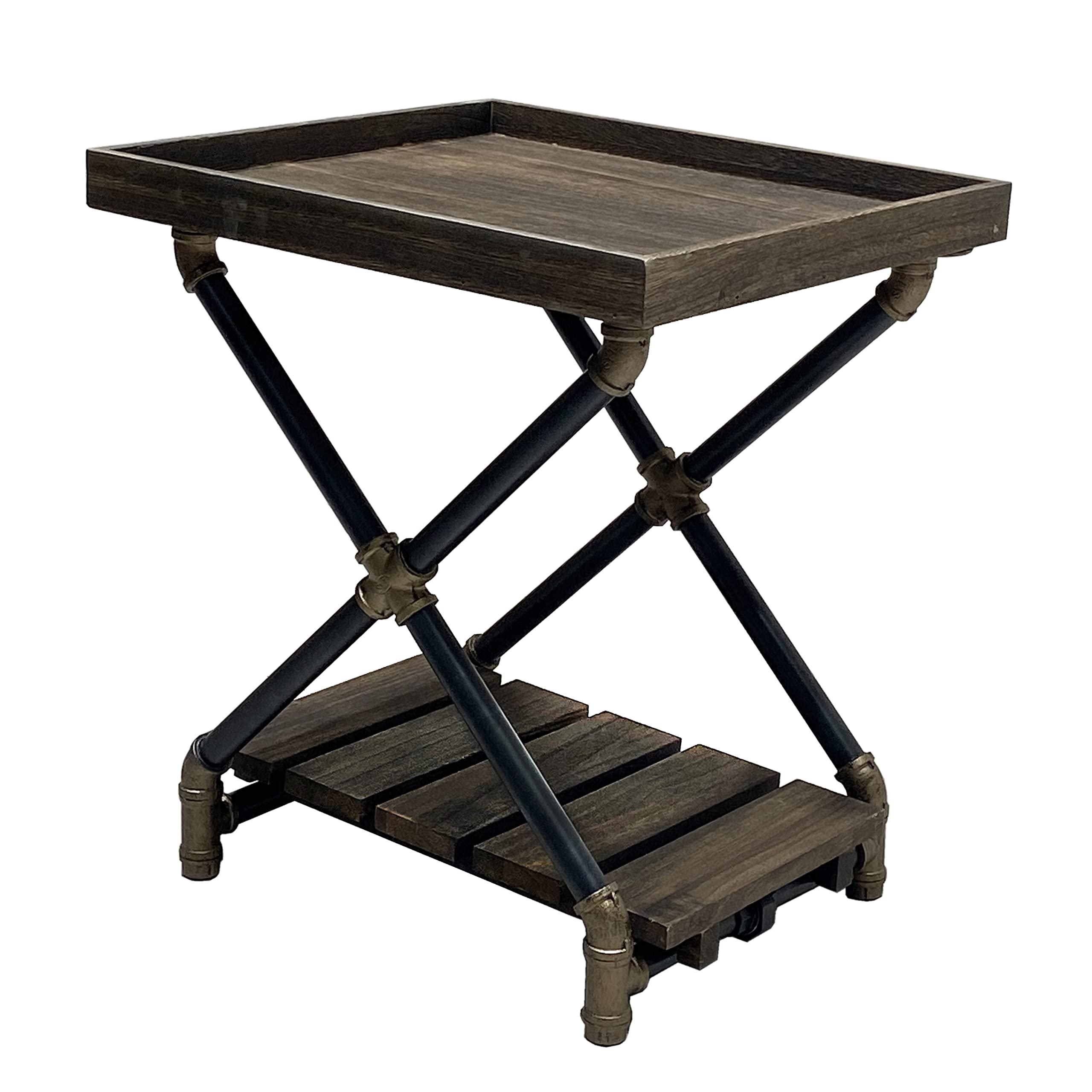 Table D'appoint Métal Argent Antique 45cm - Style Industriel
