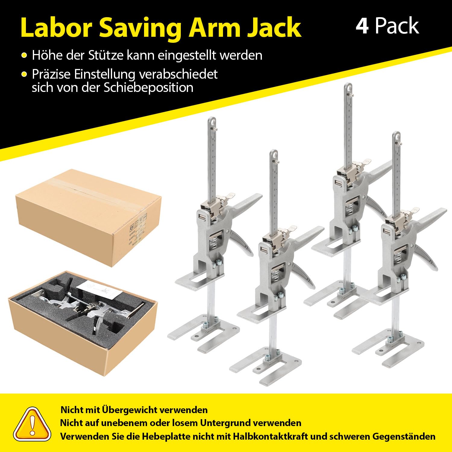 30 cm Arbeitssparender Arm, 4 Stück Arm-Handhebewerkzeug, Höhenversteller mit Skala, Langsam und Schnell Hebefunktion, Mobelheber für Schwere Möbel, Handheld Jack Tool, Bis Zu 150KG