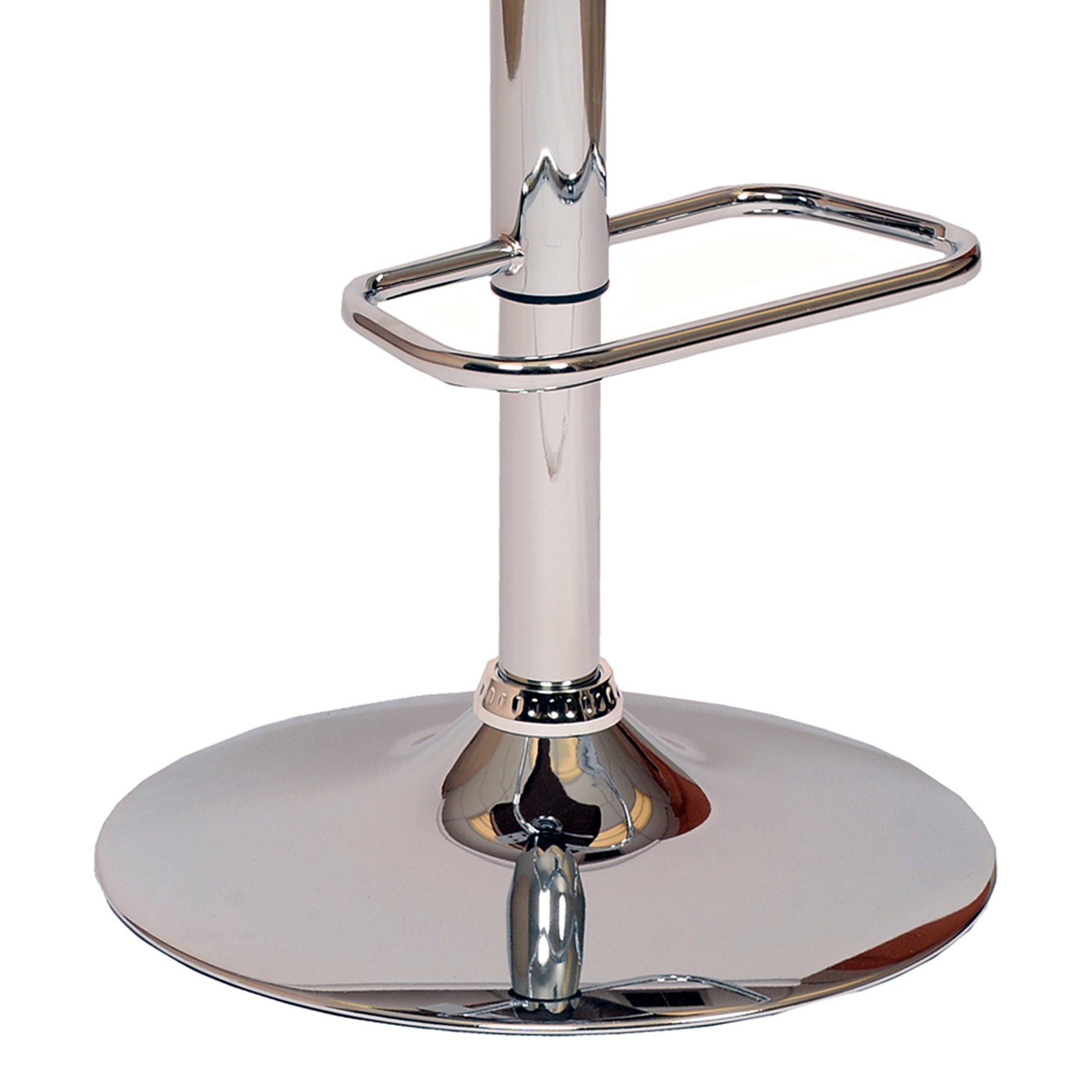 Taburete giratorio London en piel sintética color crema y acabado cromado, ajustable 4