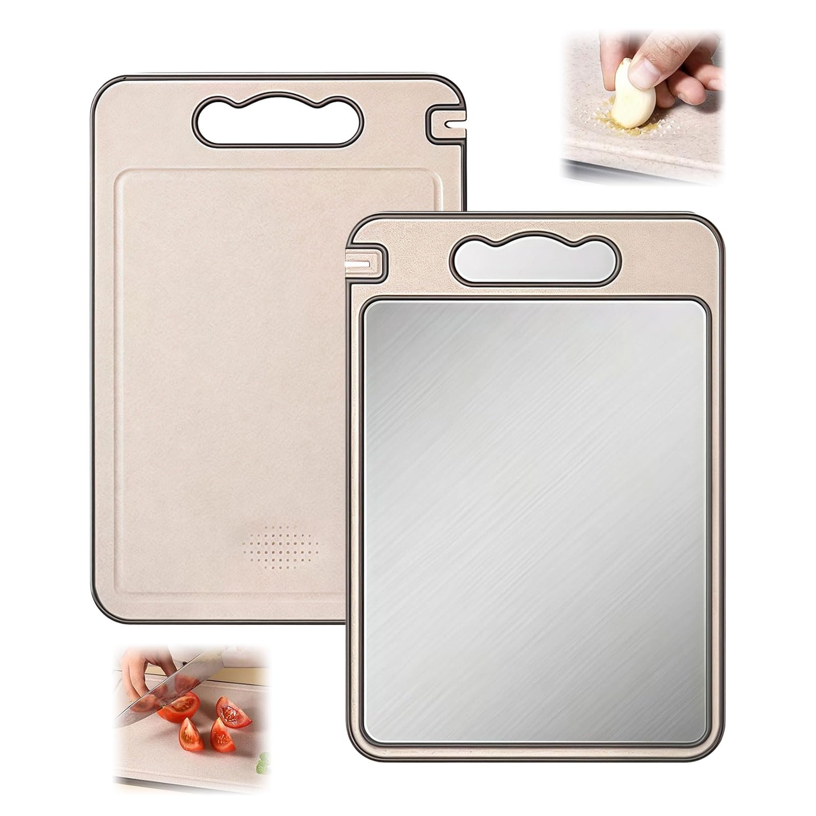 Planche à découper en acier inoxydable et bois SUS304 rectangulaire pour cuisine