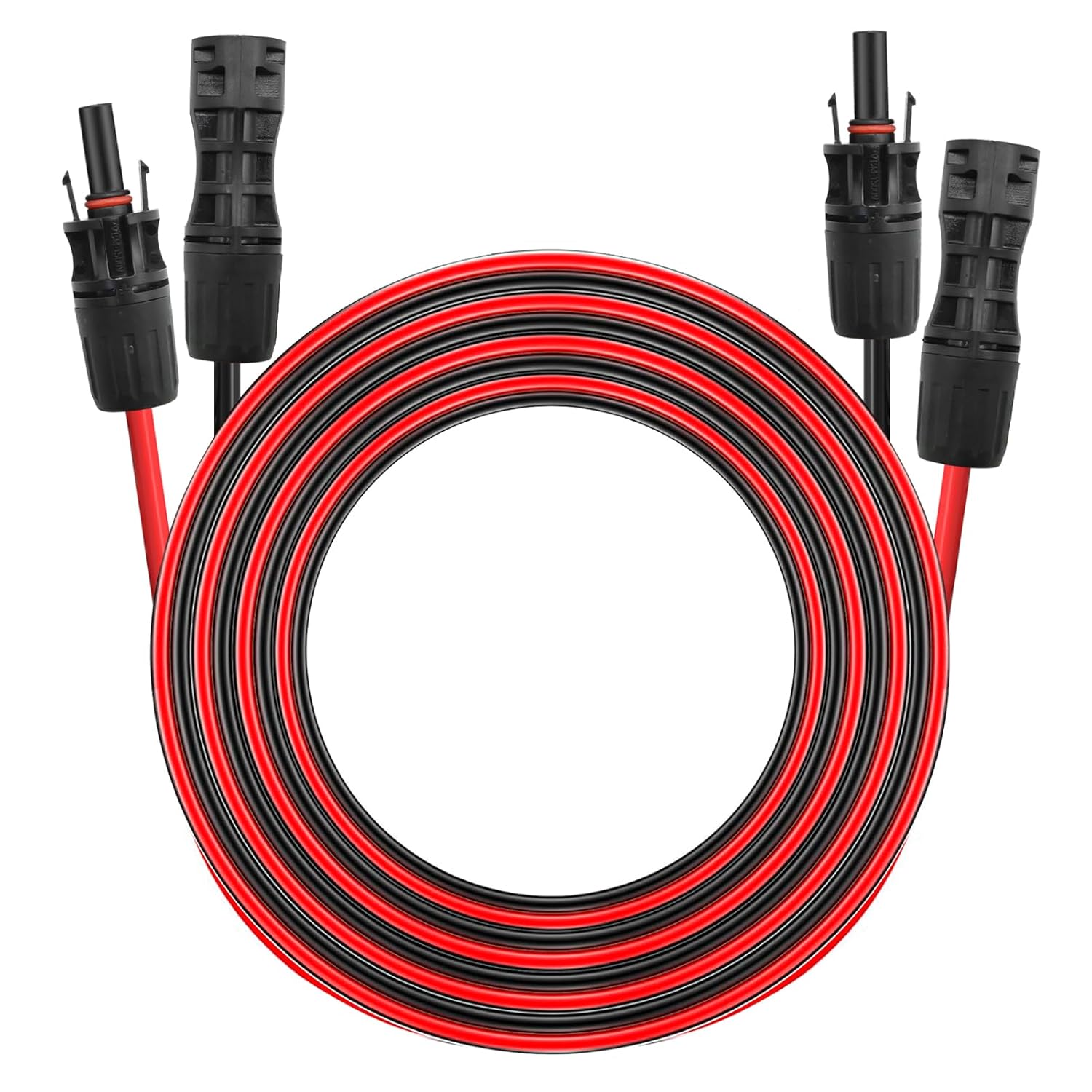 20FT 10AWG Solar Extension Cable with Female and Male Connector Solar Panel Wiring Wire Adapter for Solar Systems, Car, RVs, and Boats, 20FT Red + 20FT Black