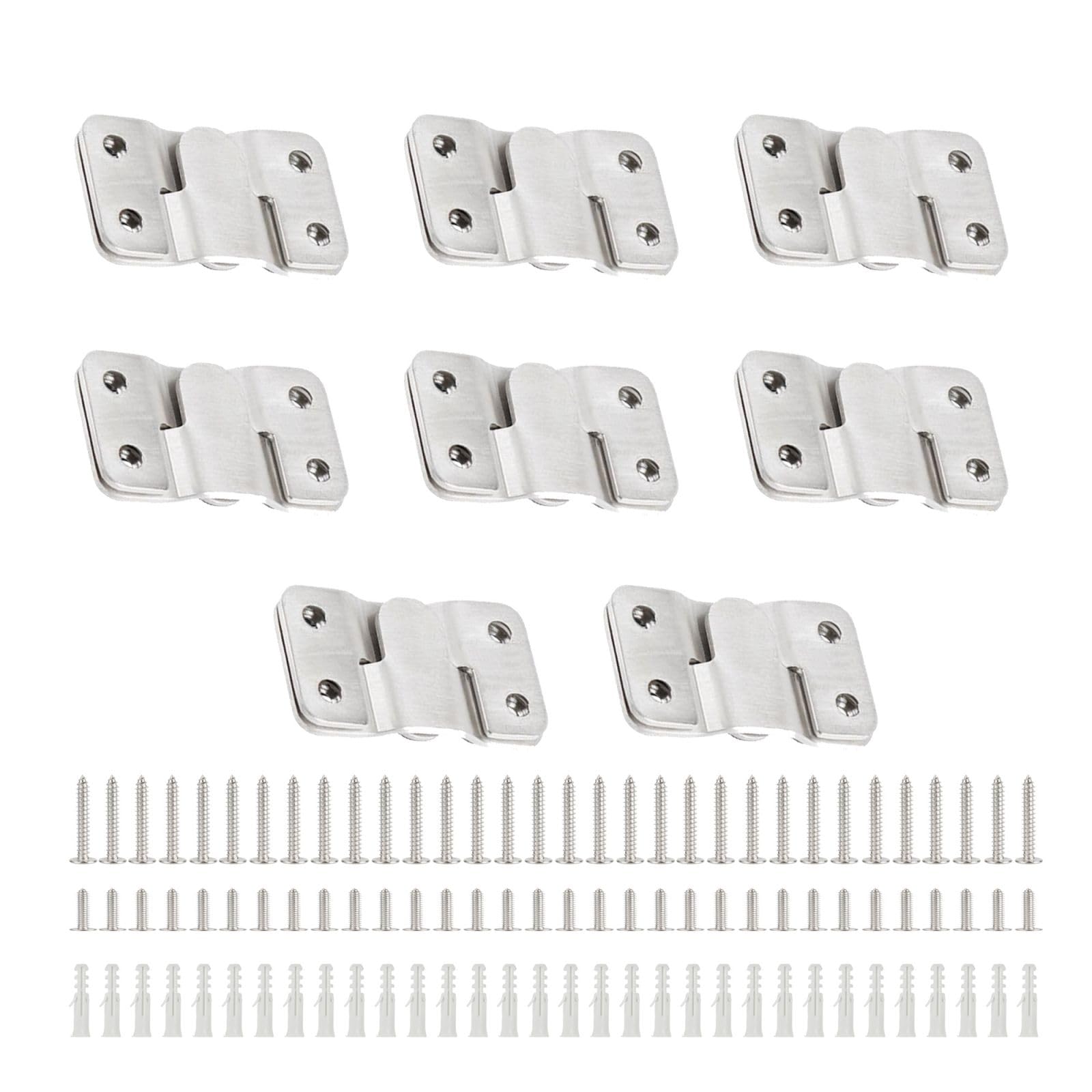Stainless Steel Interlock Hanging Buckle, Concealed Mount Brackets Z Clip Bracket for Picture Display Art Gallery (16Pcs, Silver)