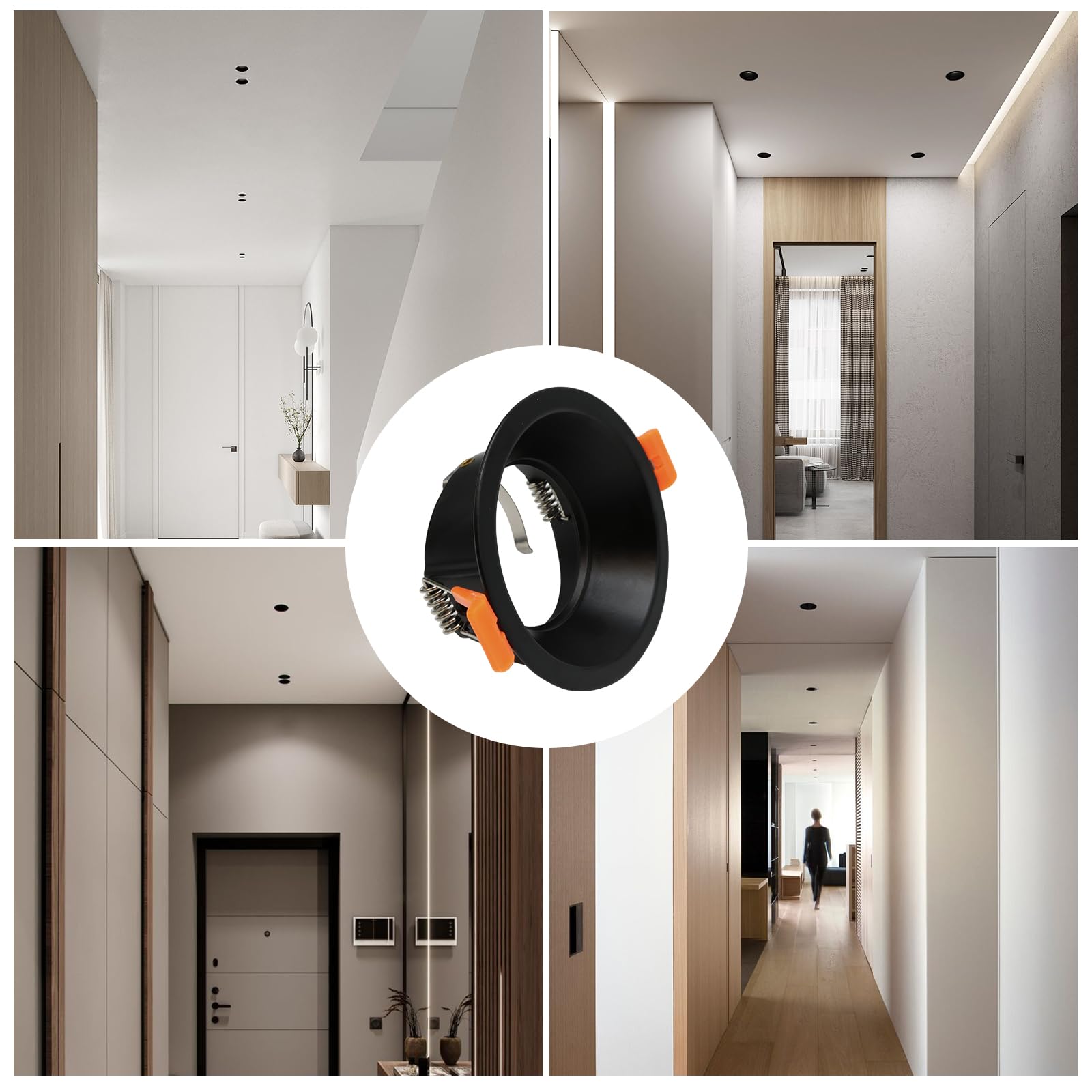 10 Pezzi Cornice Faretti LED Incasso GU10 Portafaretto Incasso Foro Φ72mm per LED Alogeno Portalampade GU10 Rotondo Nero Alluminio