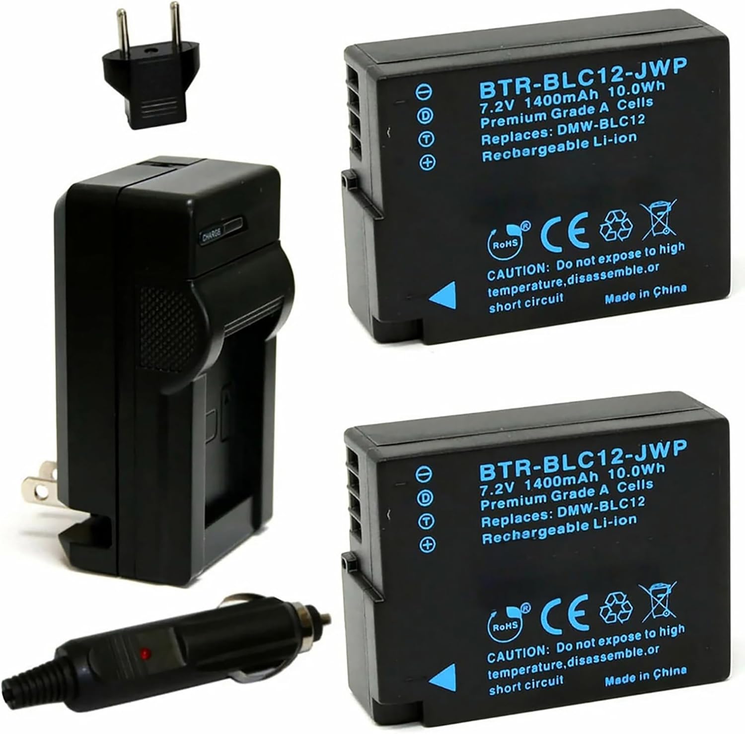Replacement Battery for Panasonic Lumix DMC-G7 (2-Pack, 1400mAh, Fully Decoded) and Charger