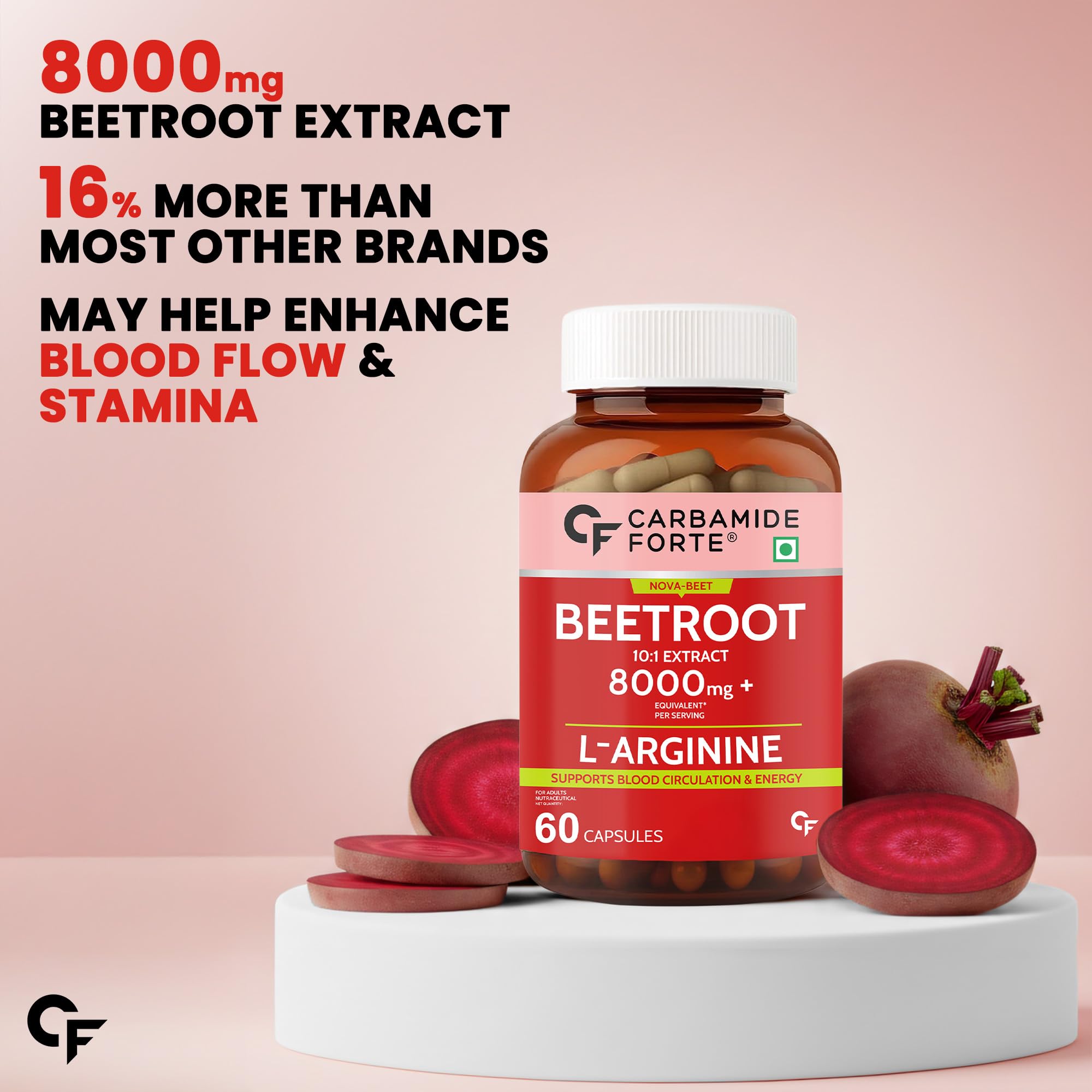 Carbamide Forte Beetroot Capsules Extract 8000mg | Beetroot Supplement With L-Arginine & Grape Seed Extract | Supports Healthy Blood Flow, Energy, & Nitric Oxide | 60 Capsules — Amazon image 3