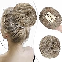 Vista 8 de Moño desordenado, clip de garra, moño desordenado, ondulado, rizado, extensiones de moño de cabello despeinado, moños de cabello recogido, clip