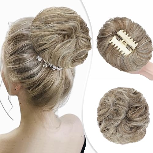 Miniatura 8 de Moño desordenado, clip de garra, moño desordenado, ondulado, rizado, extensiones de moño de cabello despeinado, moños de cabello recogido, clip