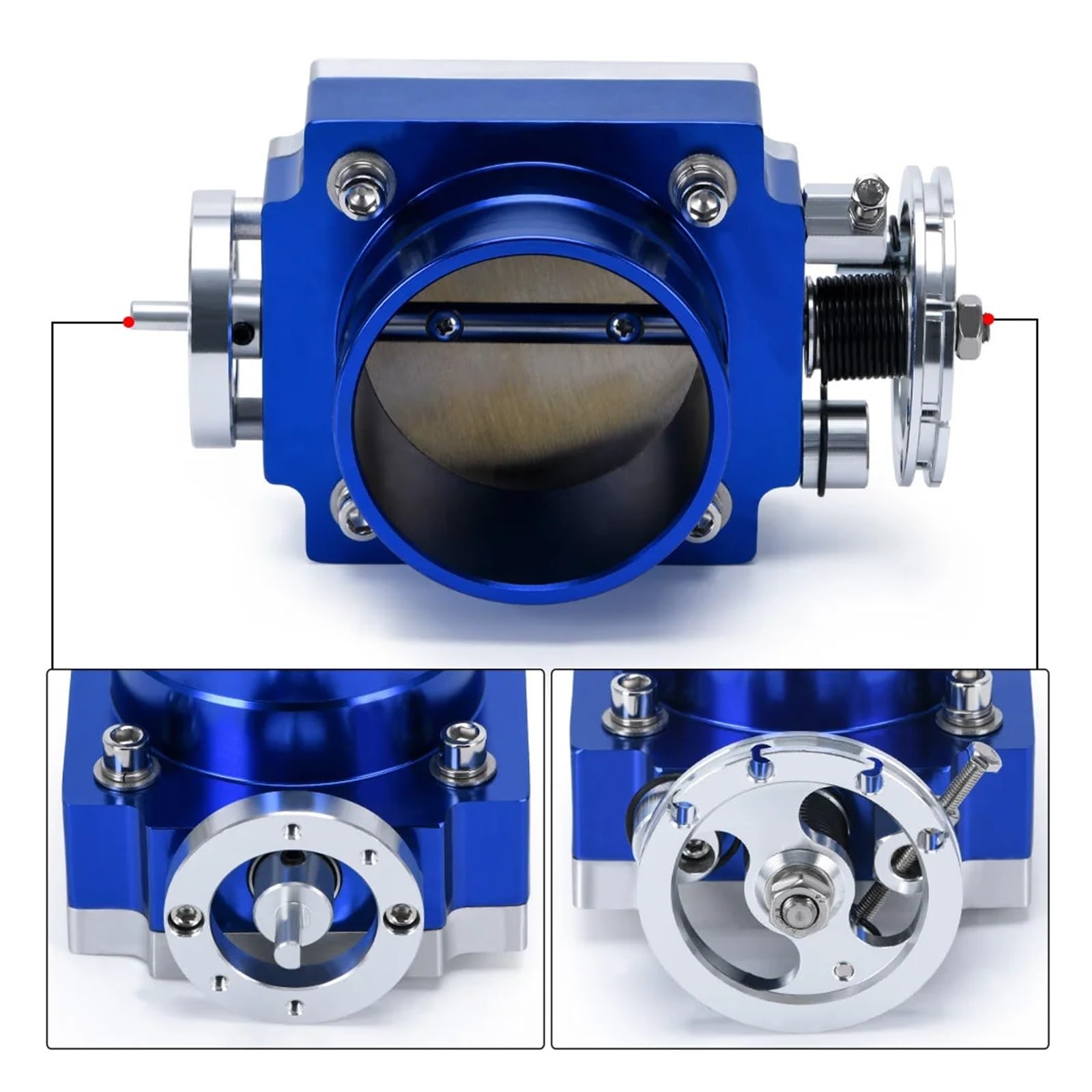 60mm Universal Billet Aluminum Throttle Body – Blue VQ35TPS Intake Manifold