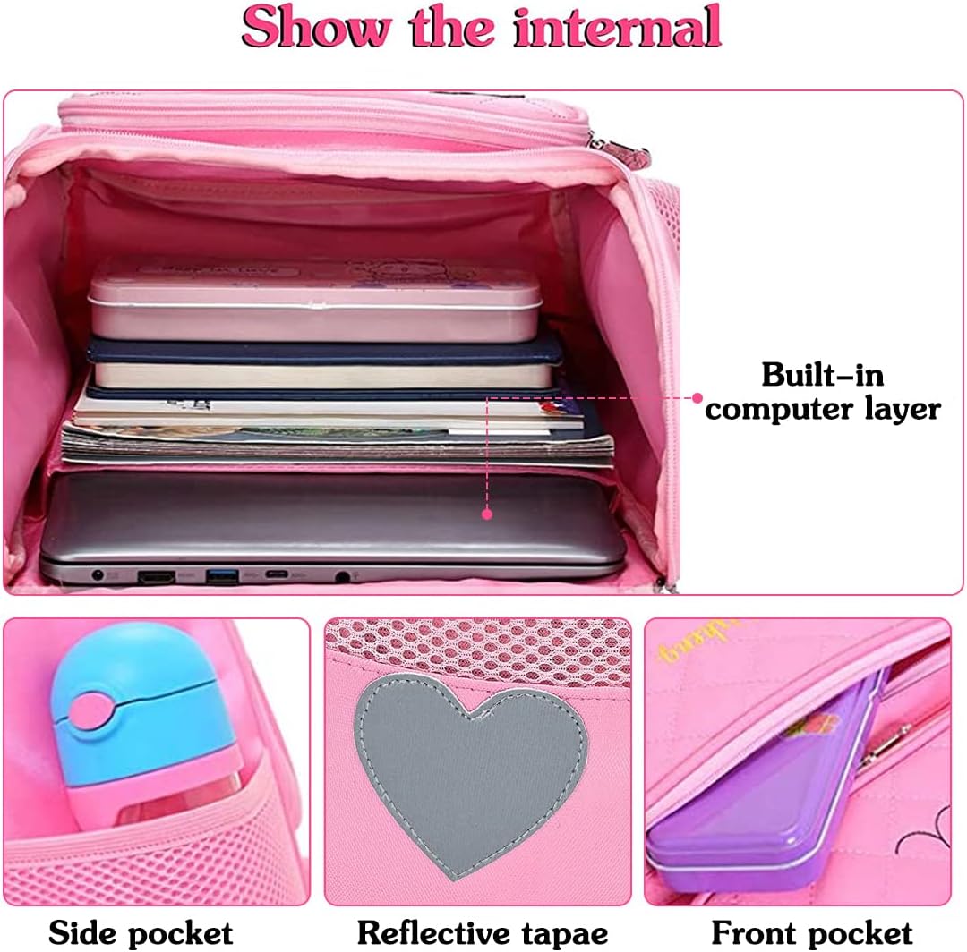 Cute Cat Face Backpacks for Teen Girls, Kids Backpack for Toddler Girl Preschool Bookbags Elementary School Bags - Pink